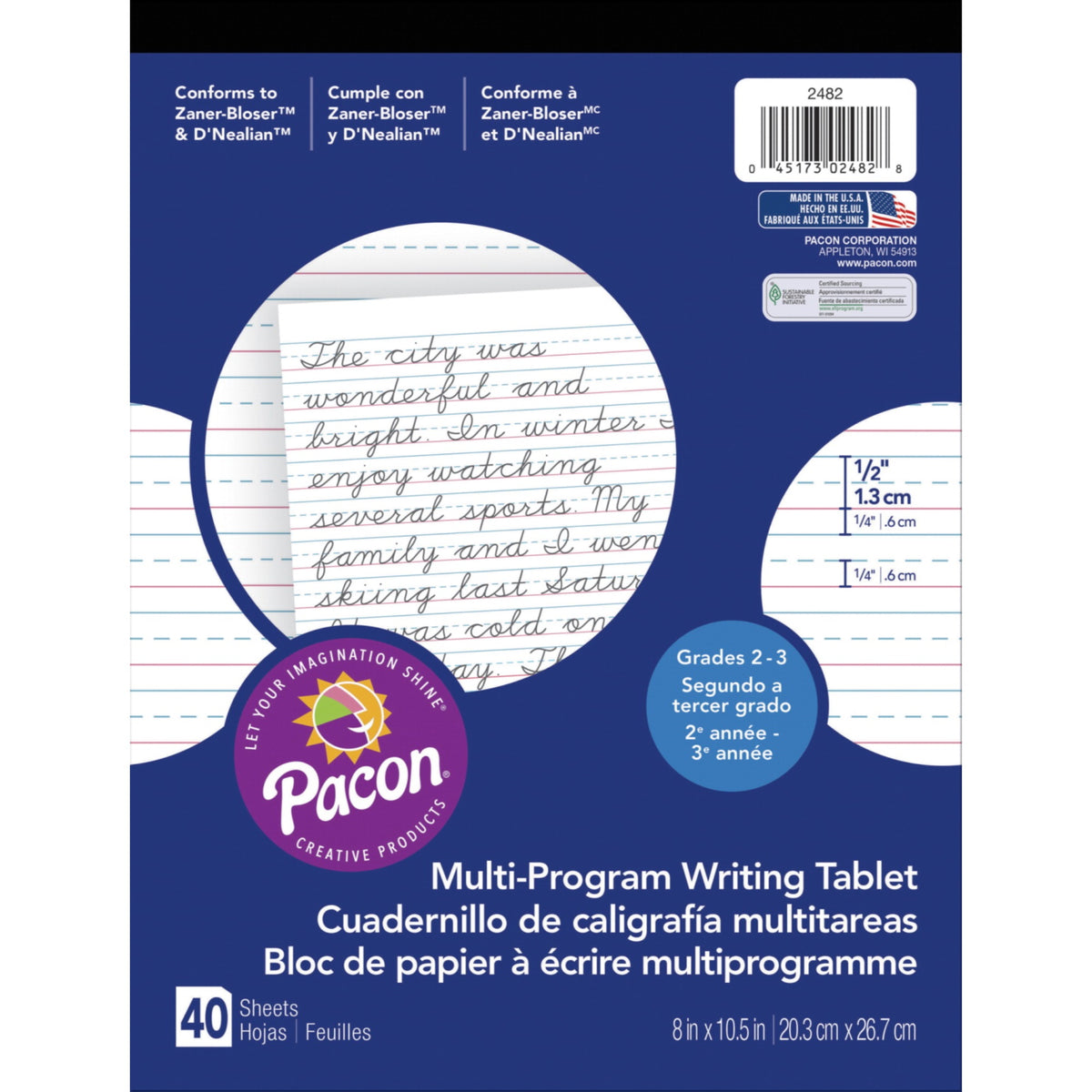 Pacon Multi-Program Handwriting Tablet, 8 X 10-1/2 Inches, Grade 2-3, 40 Sheets