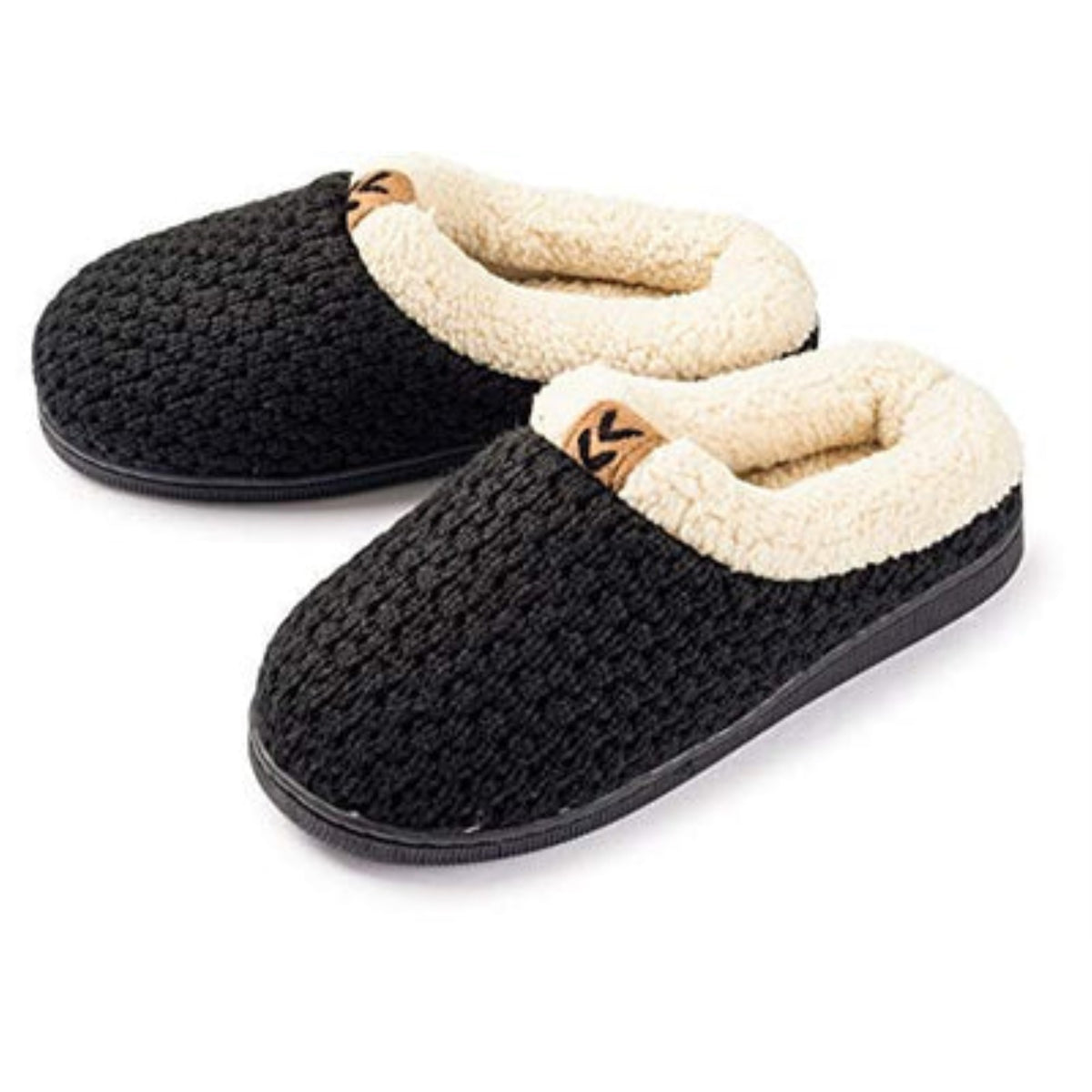 Pupeez Girls Sweater Knit Slippers Fleece Lined House Shoe