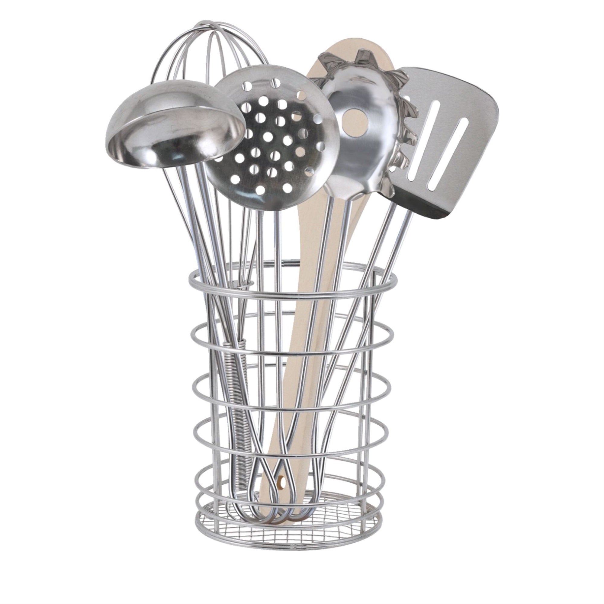 Melissa &Amp; Doug Stir And Serve Cooking Utensil Set, Stainless Steel And Wood, Set Of 7