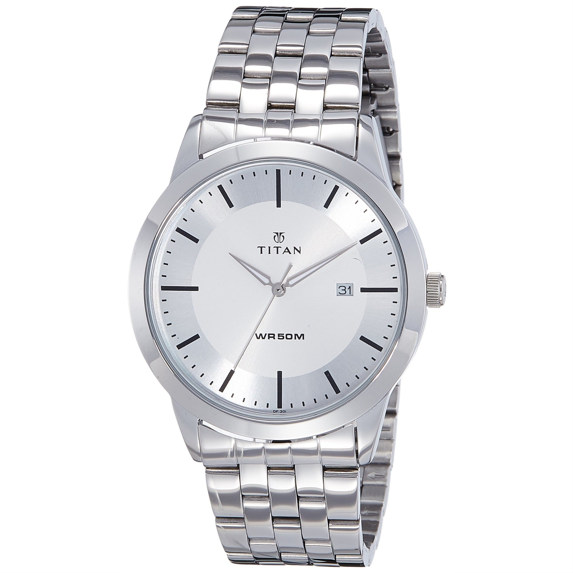 Titan Stainless Steel Analog Silver Dial Men's Watch-Nl1584Sm03/Np1584Sm03, Band Color:Silver