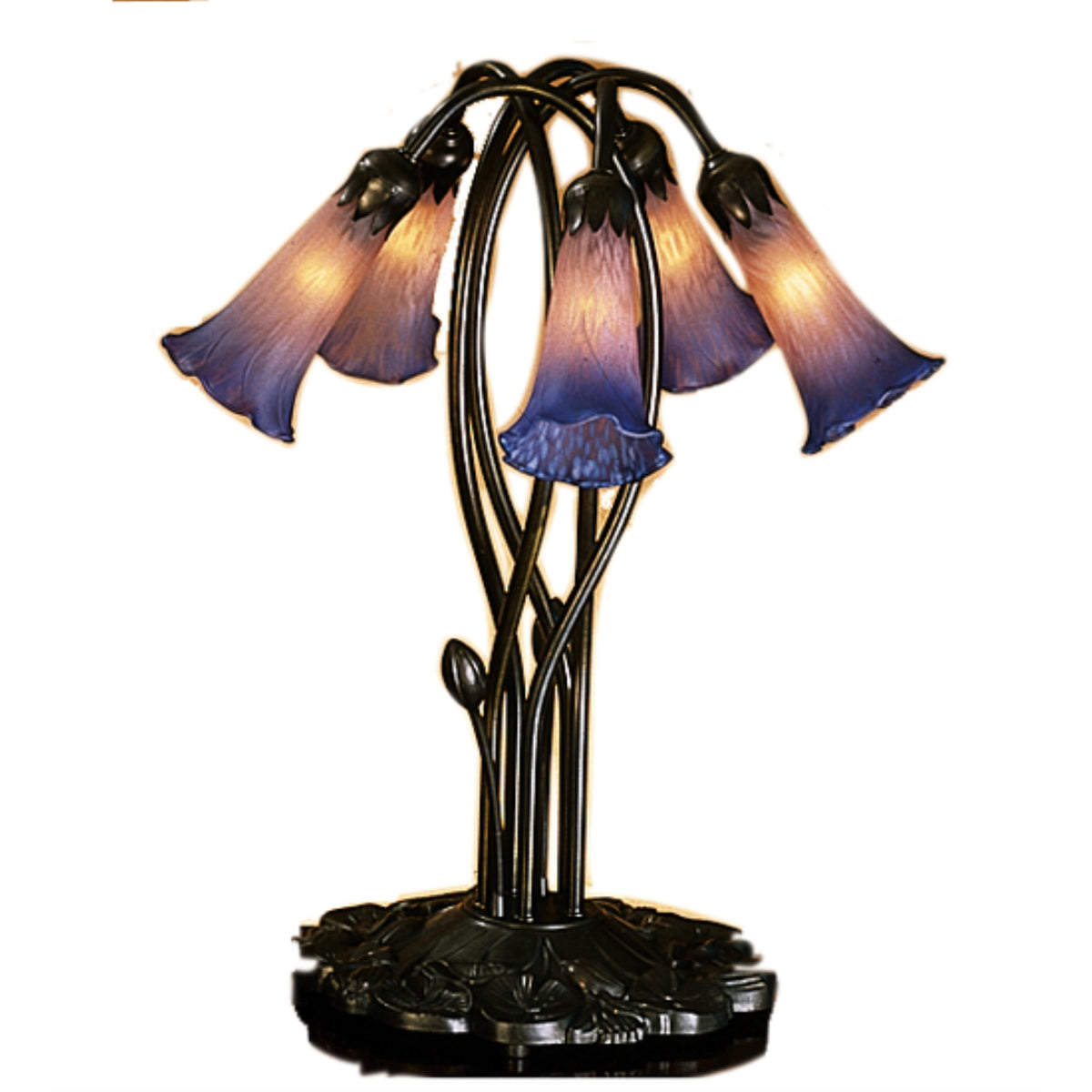 16.5'H Pink/Blue Pond Lily 5 Lt Accent Lamp