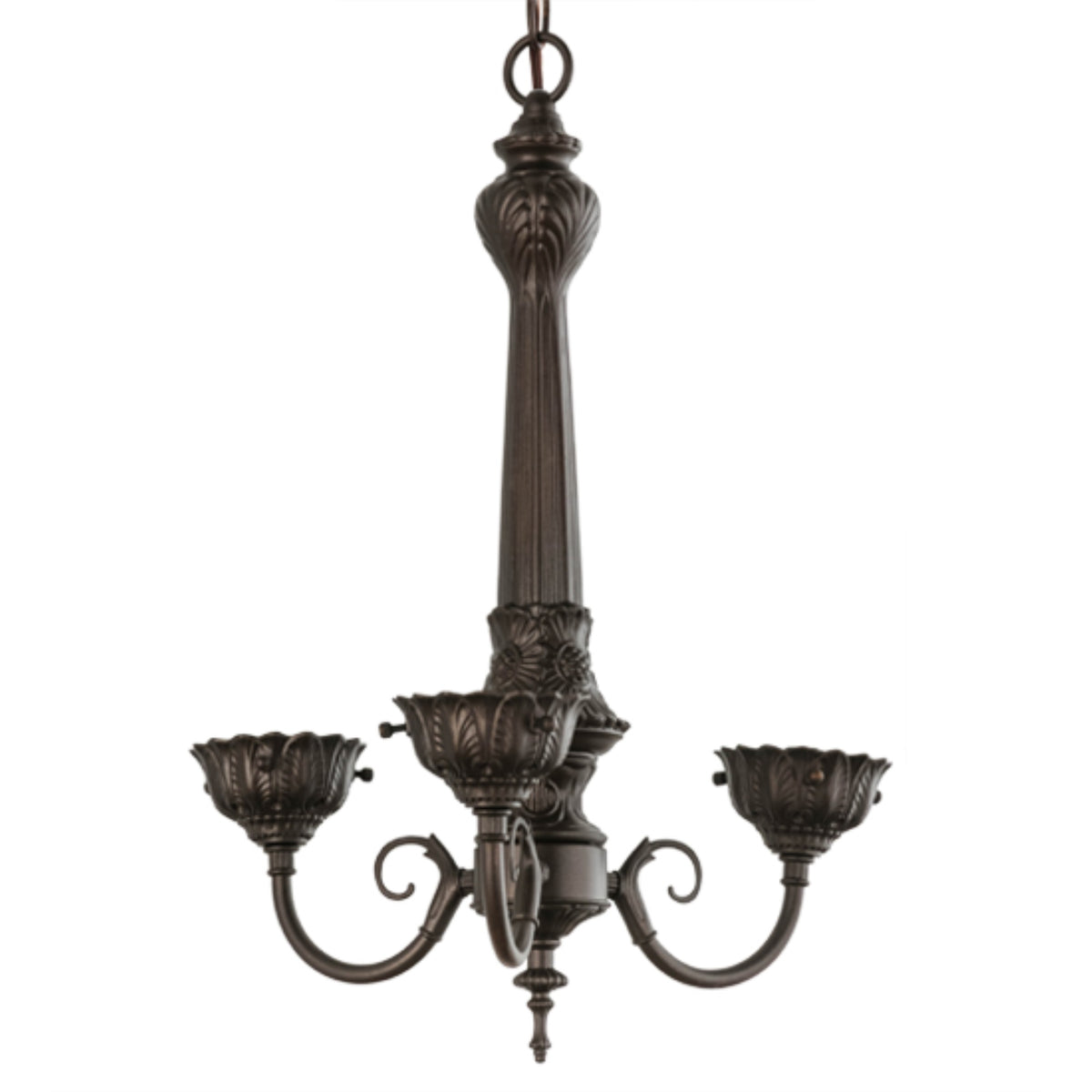 14'W Mahogany Bronze 3 Lt Chandelier Hardware