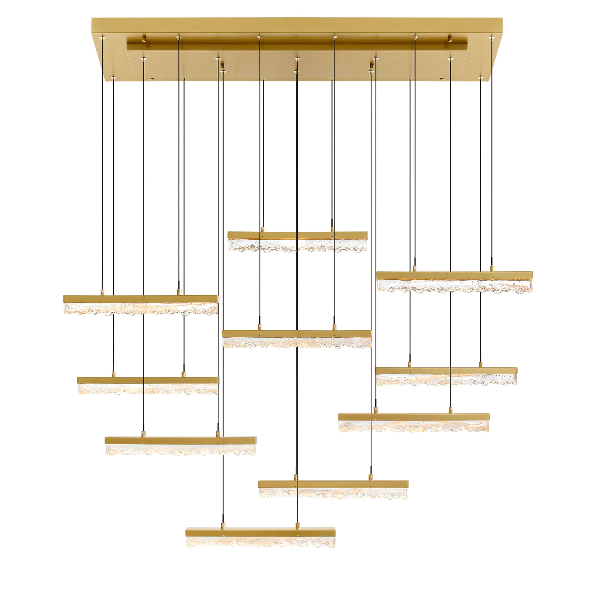 Stagger Integrated Led Brass Chandelier