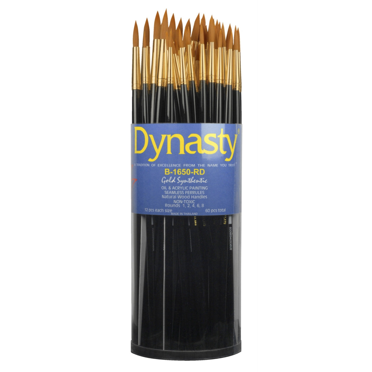 Dynasty  B-1650 Art Education Round Paint Brushes, Classroom Cylinder, Set Of 60