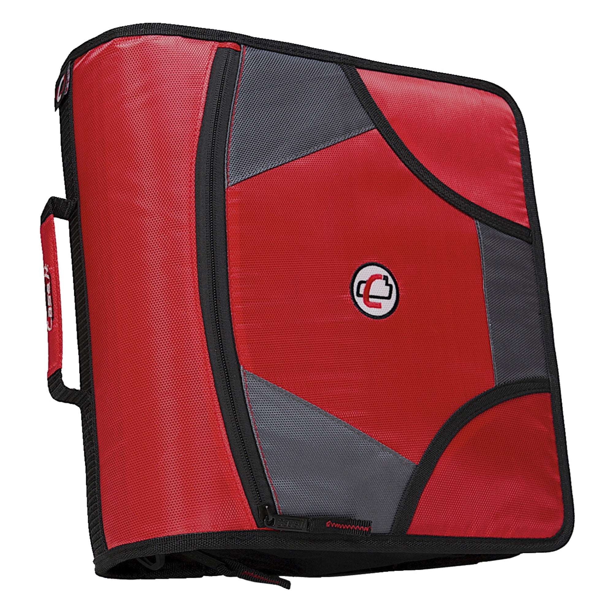 Case-It Zipper Binder With 5 Tab Files, D-Ring, 4 Inches, Red