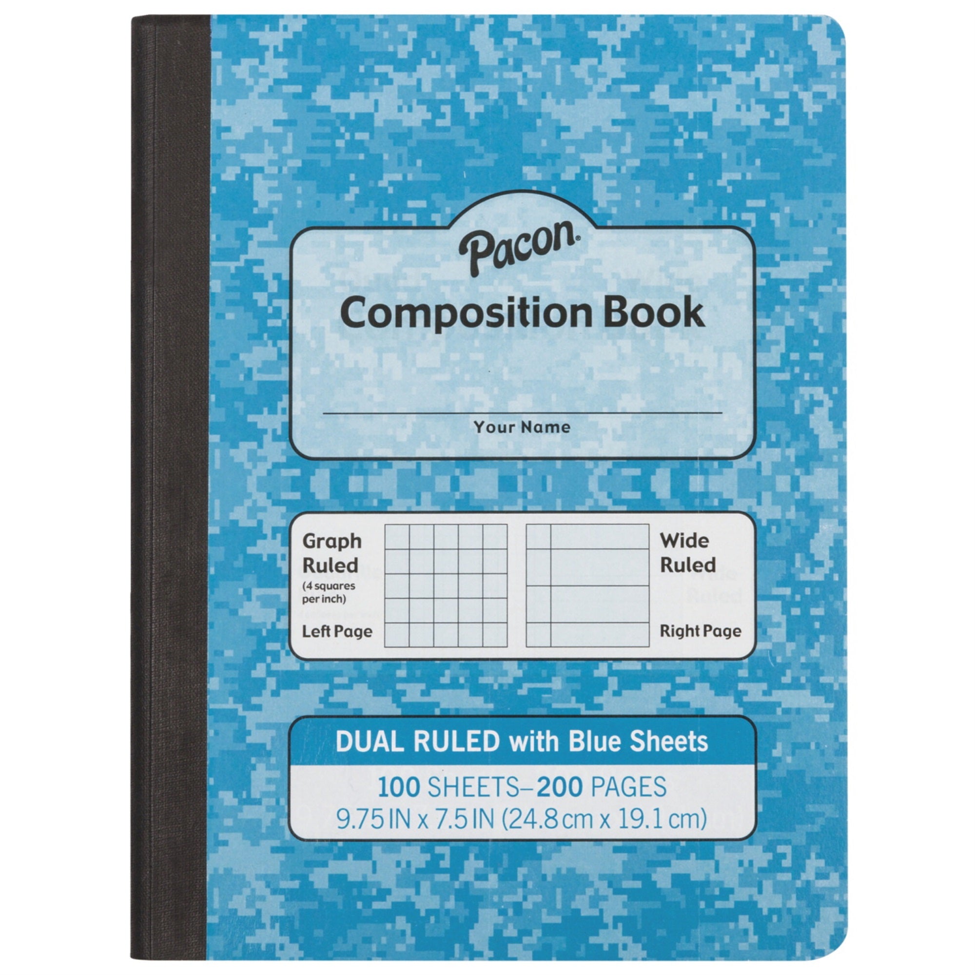Pacon Dual Ruled Composition Book, Light Blue, 9-3/4 X 7-1/2 Inches, 100 Sheets
