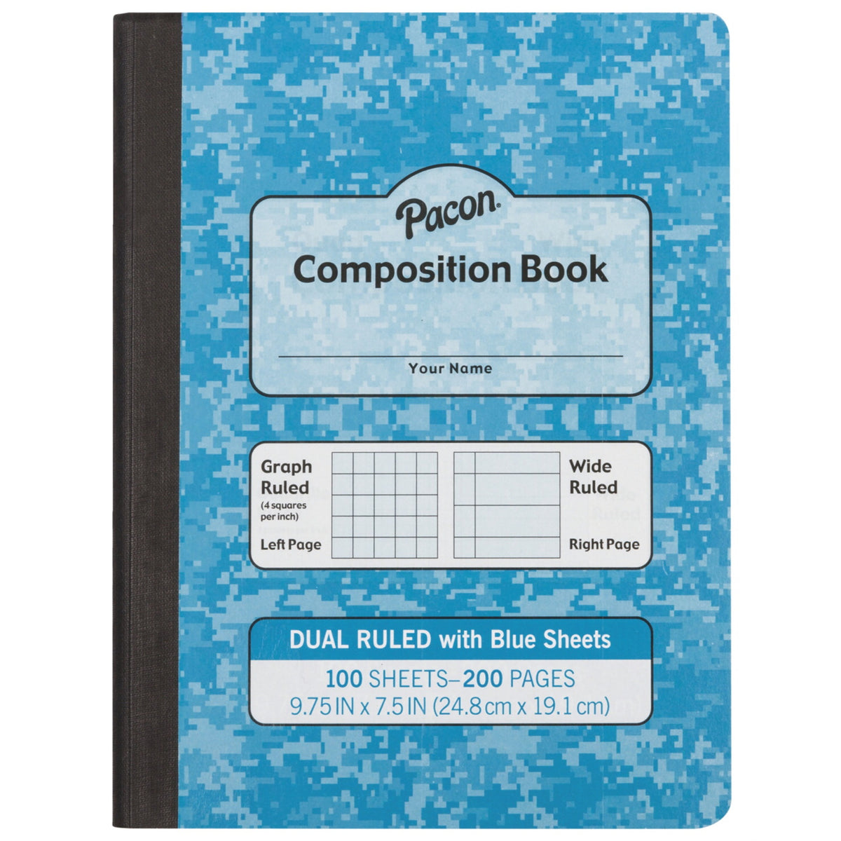 Pacon Dual Ruled Composition Book, Light Blue, 9-3/4 X 7-1/2 Inches, 100 Sheets