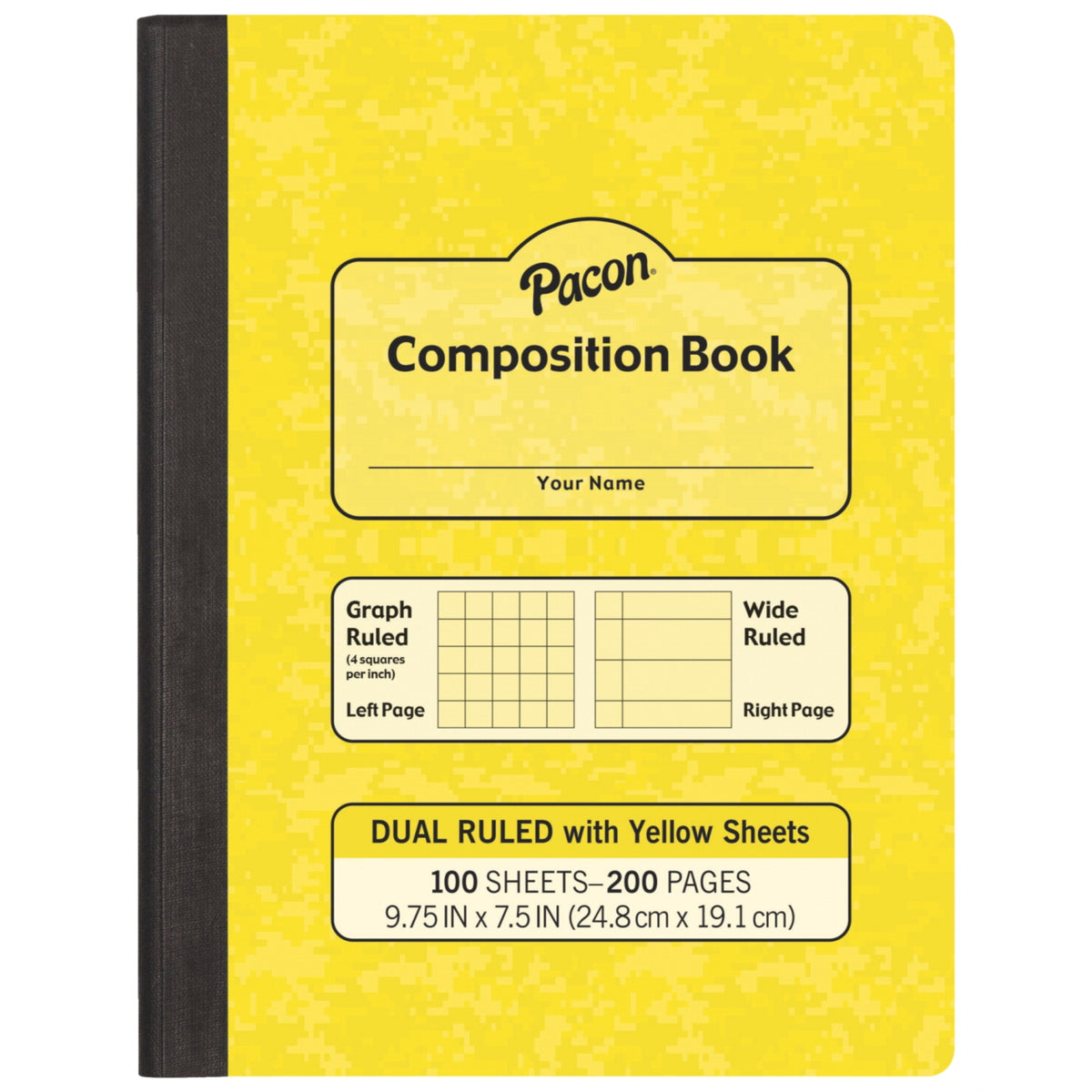 Pacon Dual Ruled Composition Book, Yellow, 9-3/4 X 7-1/2 Inches, 100 Sheets