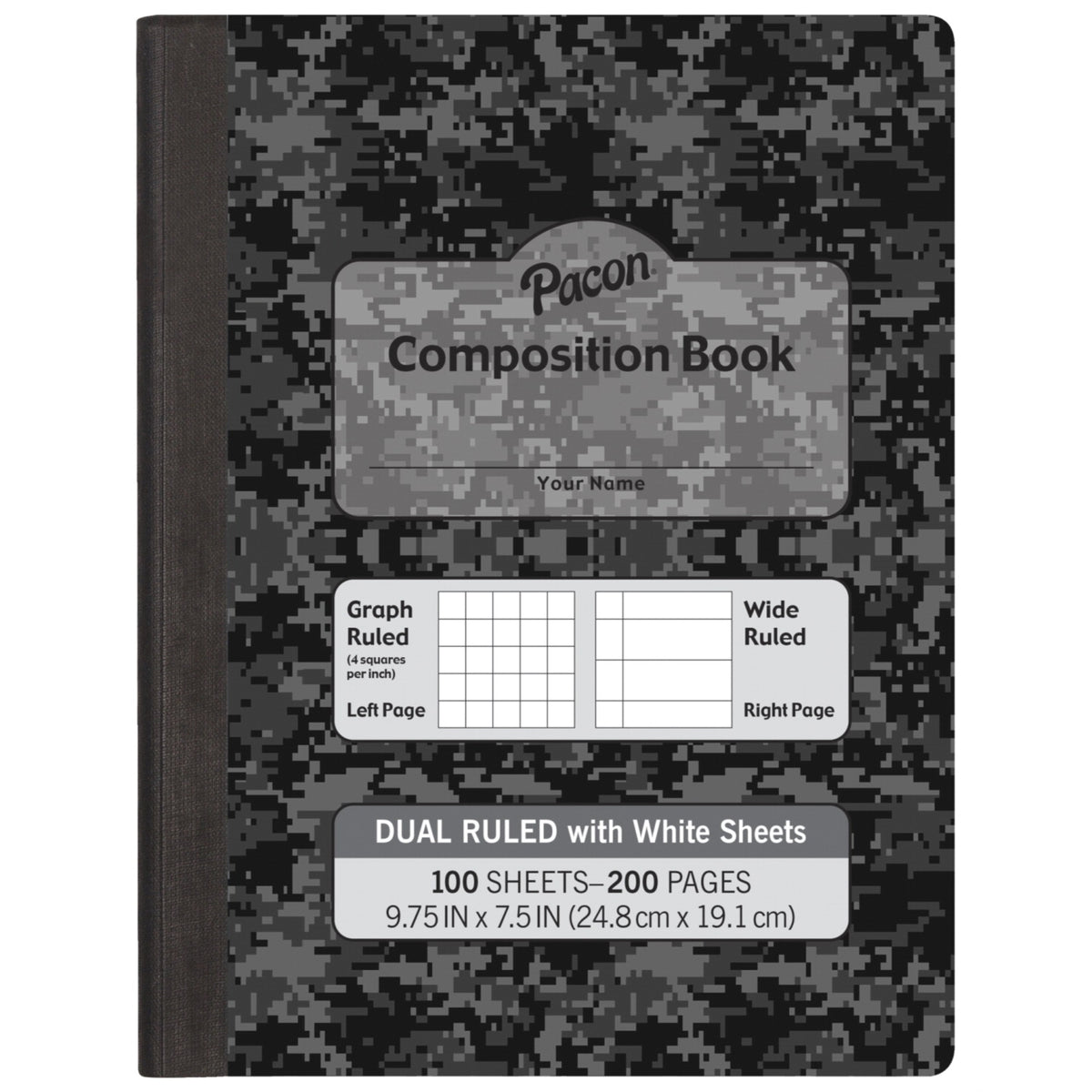 Pacon Dual Ruled Composition Book, Gray, 9-3/4 X 7-1/2 Inches, 100 Sheets