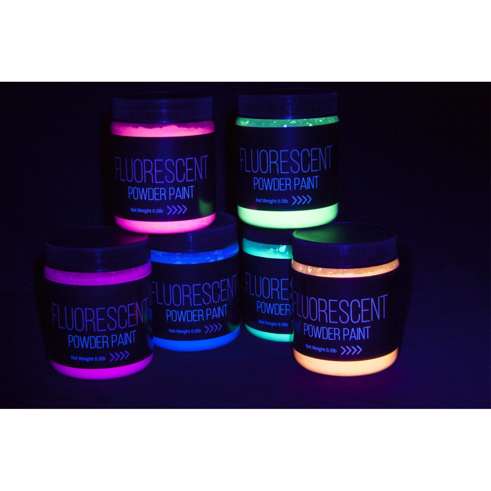 Jack Richeson Powdered Tempera Paints, 1/2 Pound Containers, Set Of 6 Assorted Fluorescent Colors