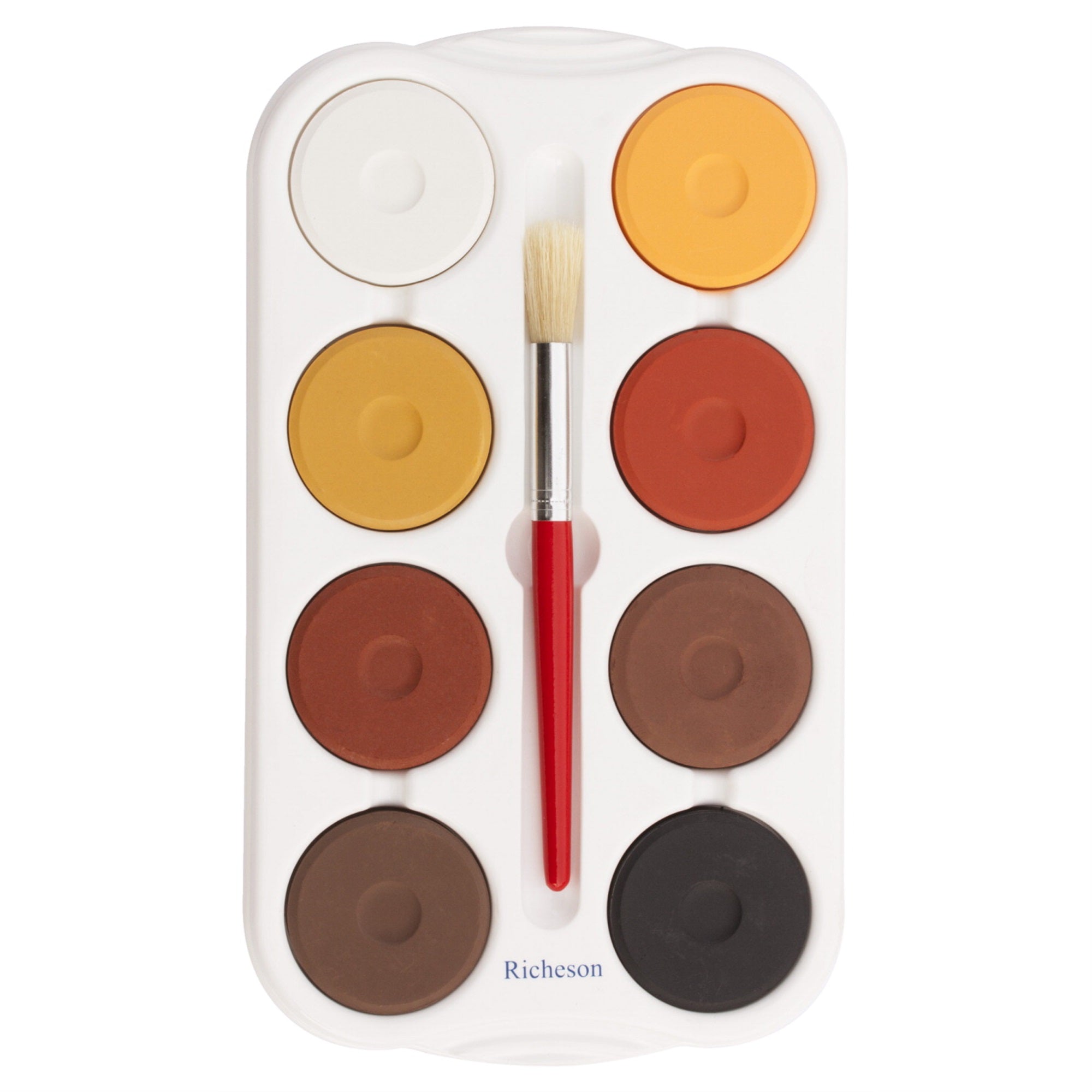 Jack Richeson Large Tempera Cakes With Tray, Assorted Multicultural Colors, Set Of 8