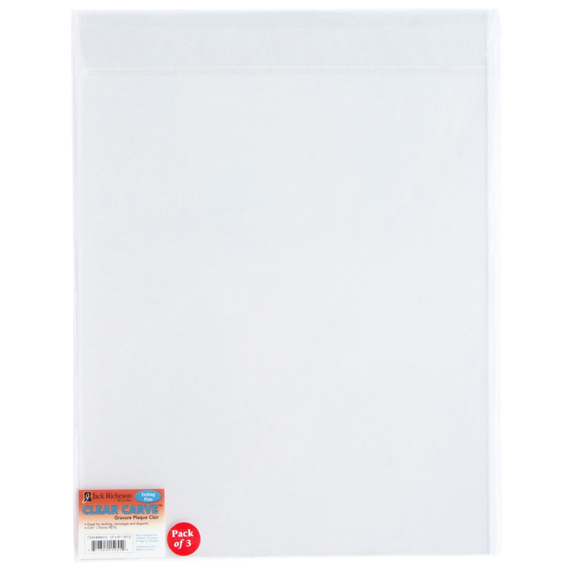 Jack Richeson Clear Carve Etch Plates, 12 X 16 Inches