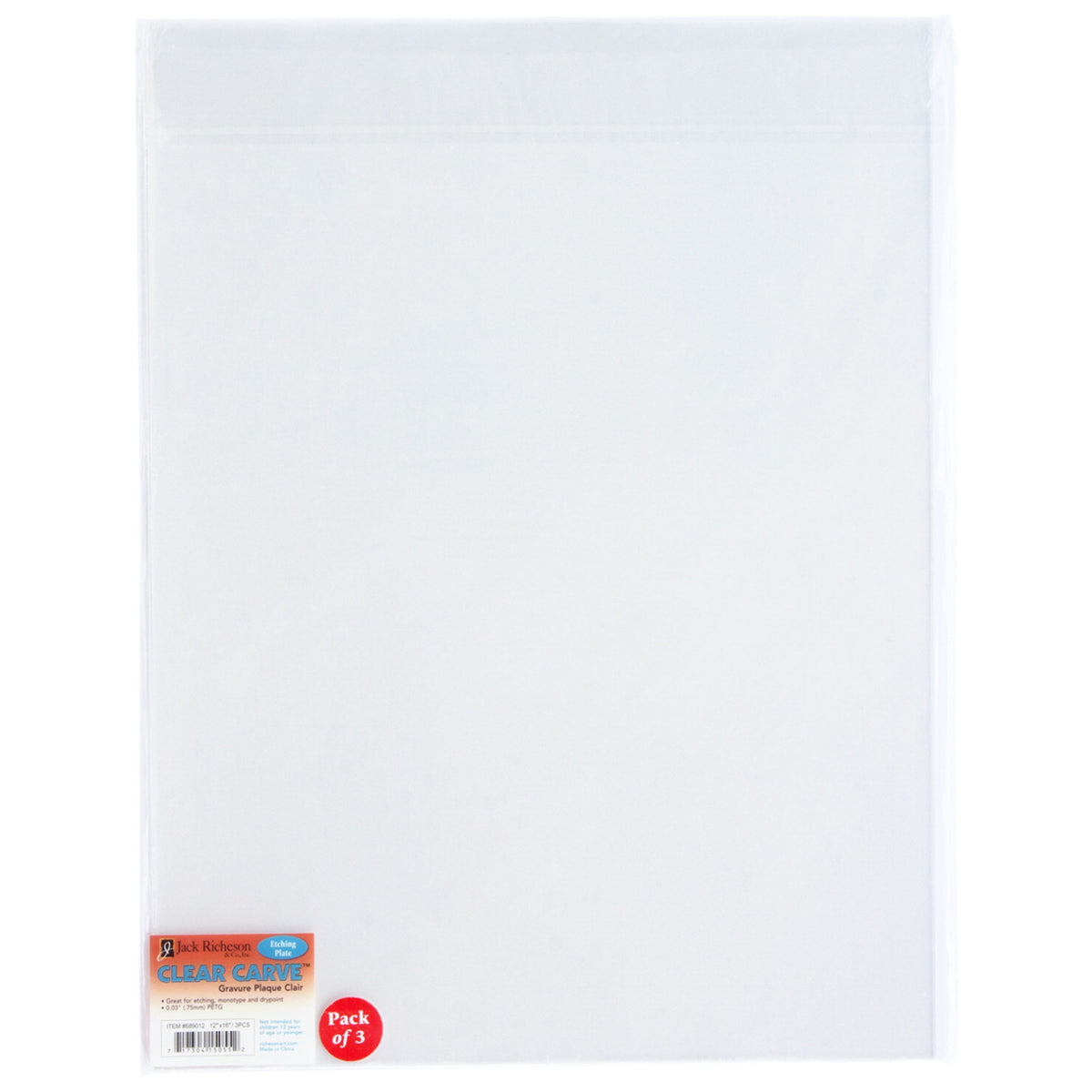 Jack Richeson Clear Carve Etch Plates, 12 X 16 Inches