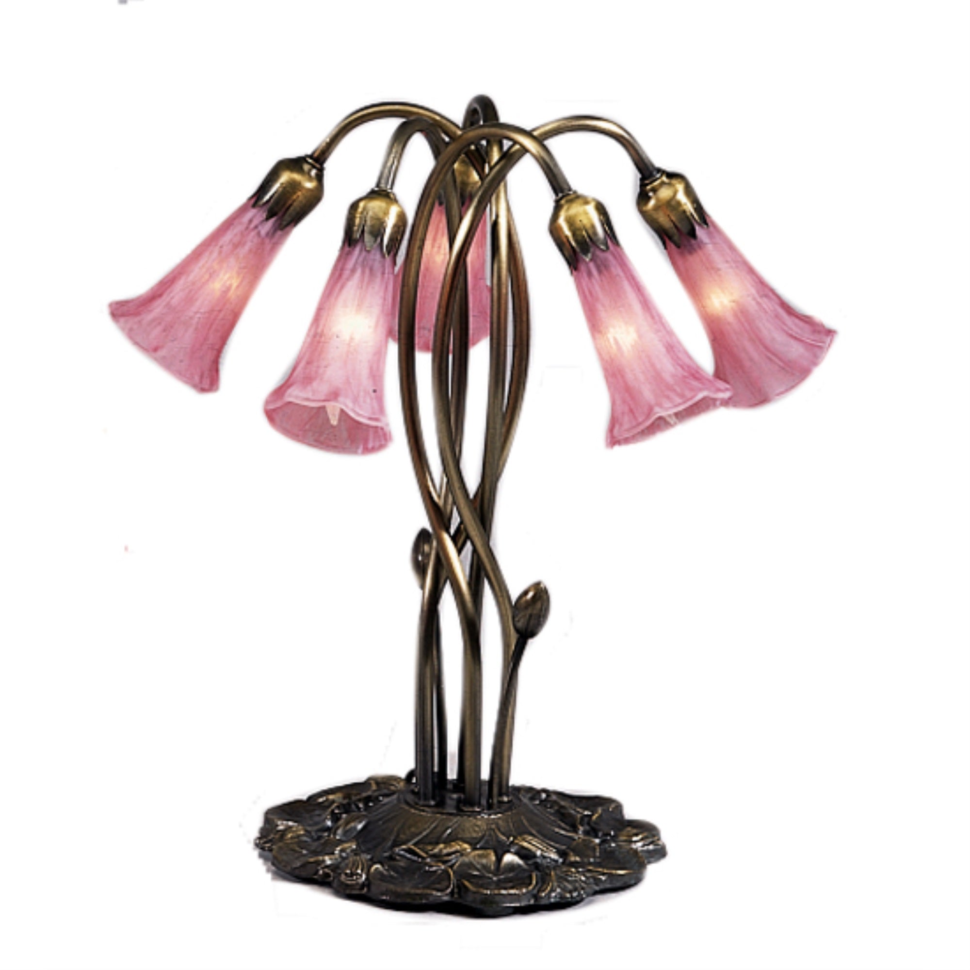 16.5'H Pink Pond Lily 5 Lt Accent Lamp