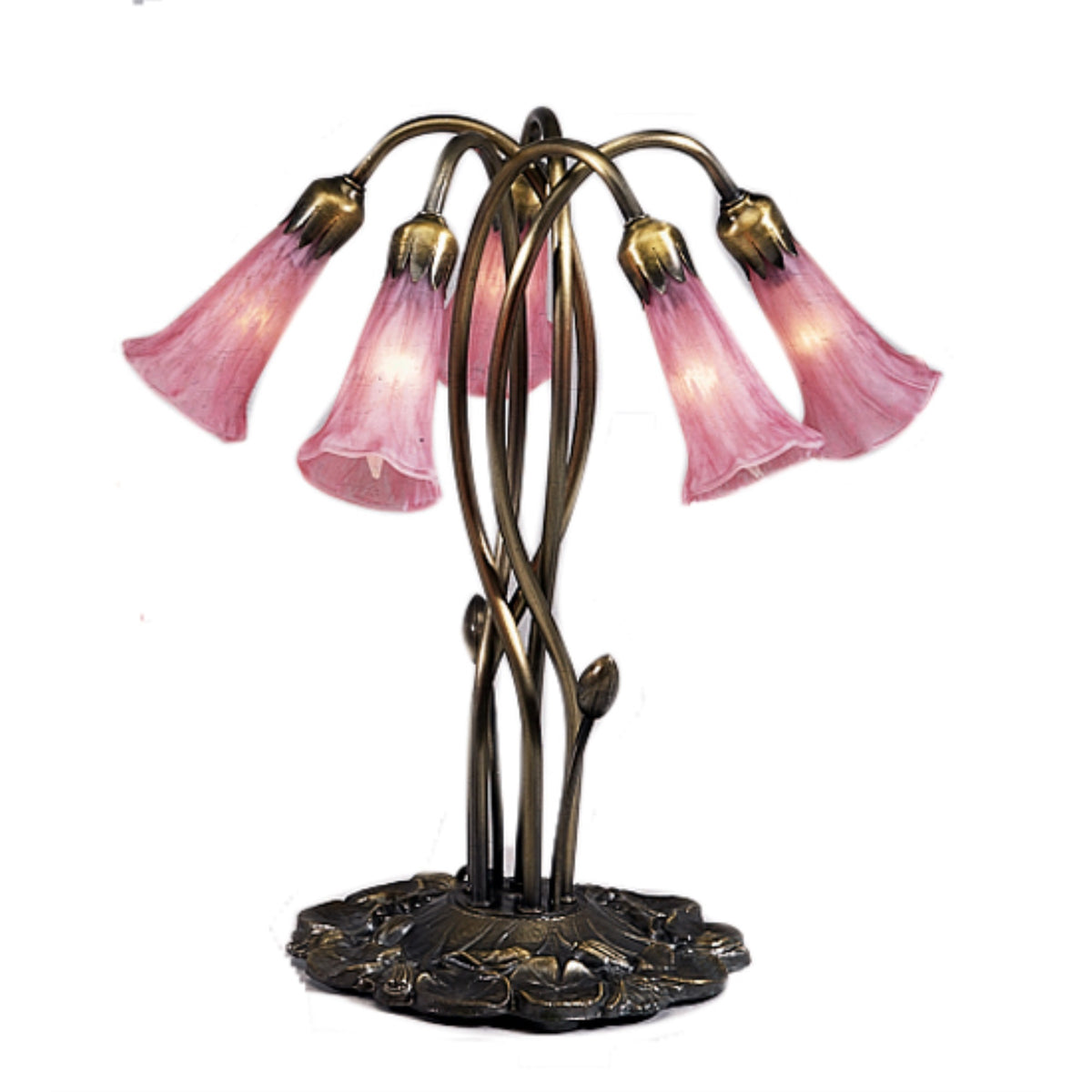 16.5'H Pink Pond Lily 5 Lt Accent Lamp