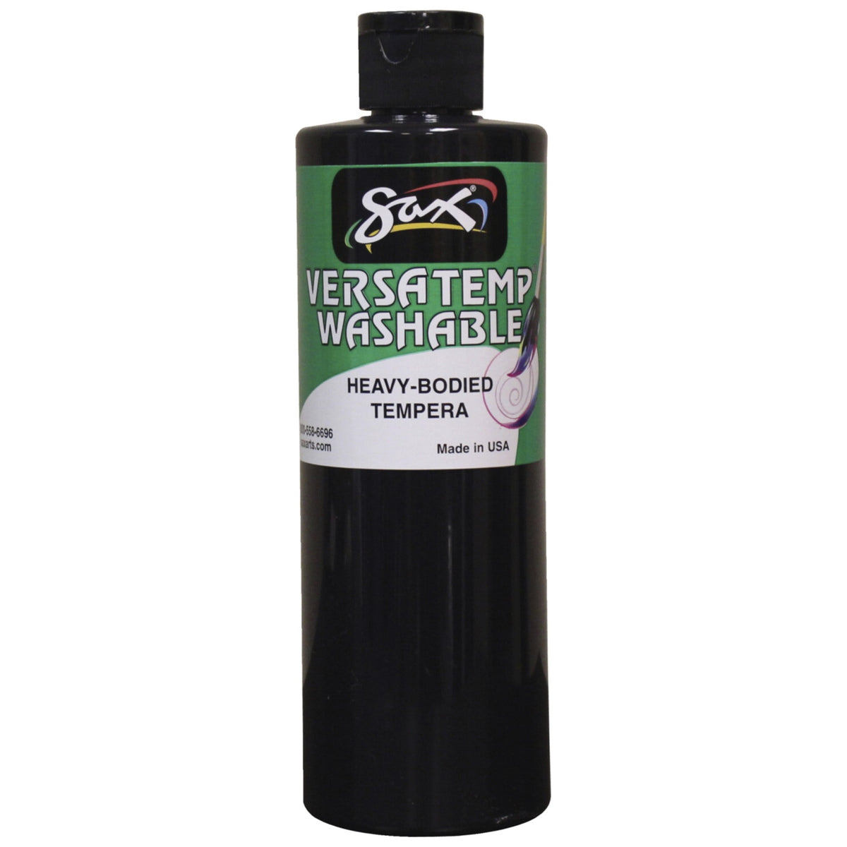 Sax Washable Versatemp Heavy Bodied Tempera Paint, Black, Pint