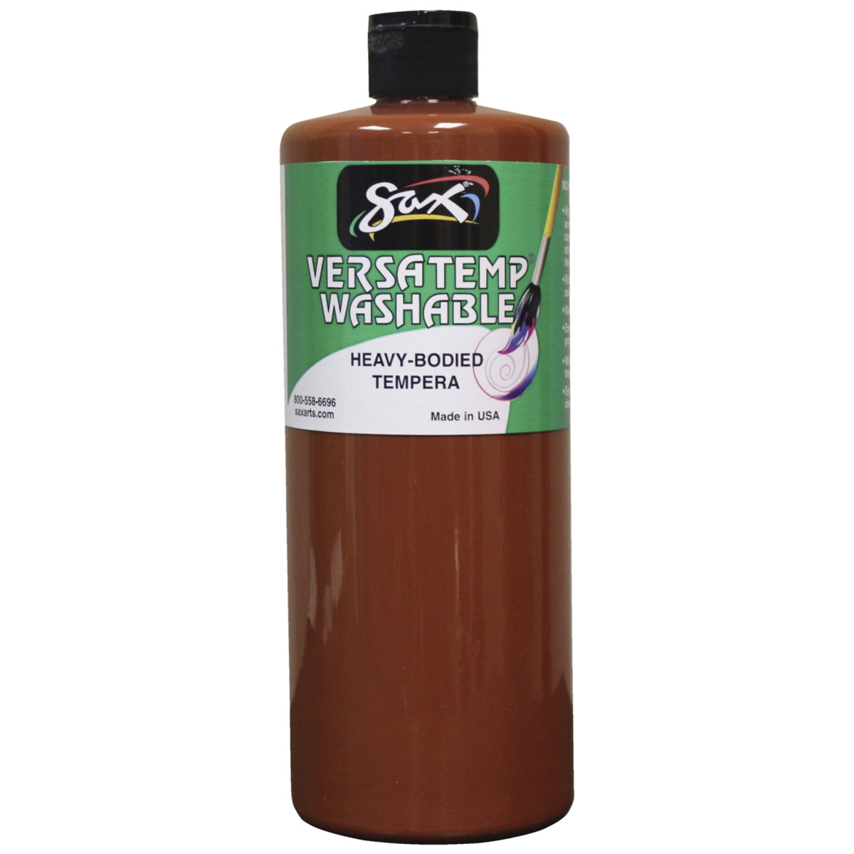 Sax Washable Versatemp Heavy Bodied Tempera Paint, Brown, Quart