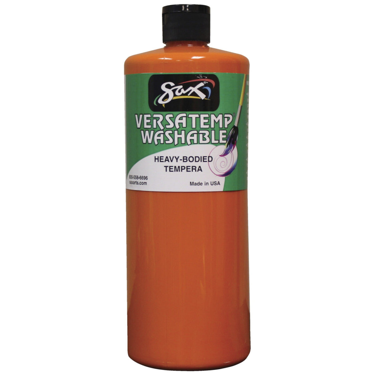 Sax Washable Versatemp Heavy Bodied Tempera Paint, Orange, Quart