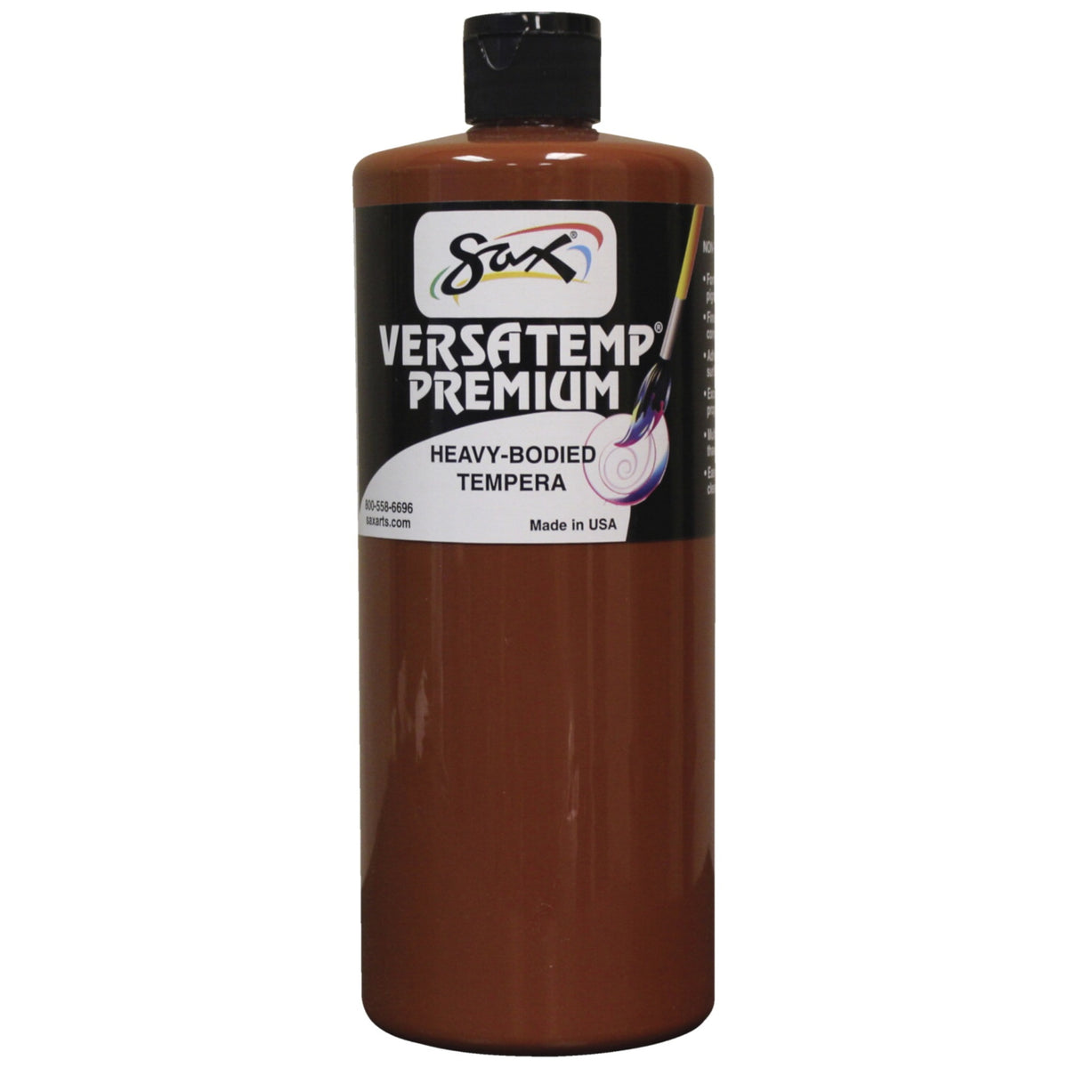 Sax Versatemp Premium Heavy-Bodied Tempera Paint, Brown, Quart