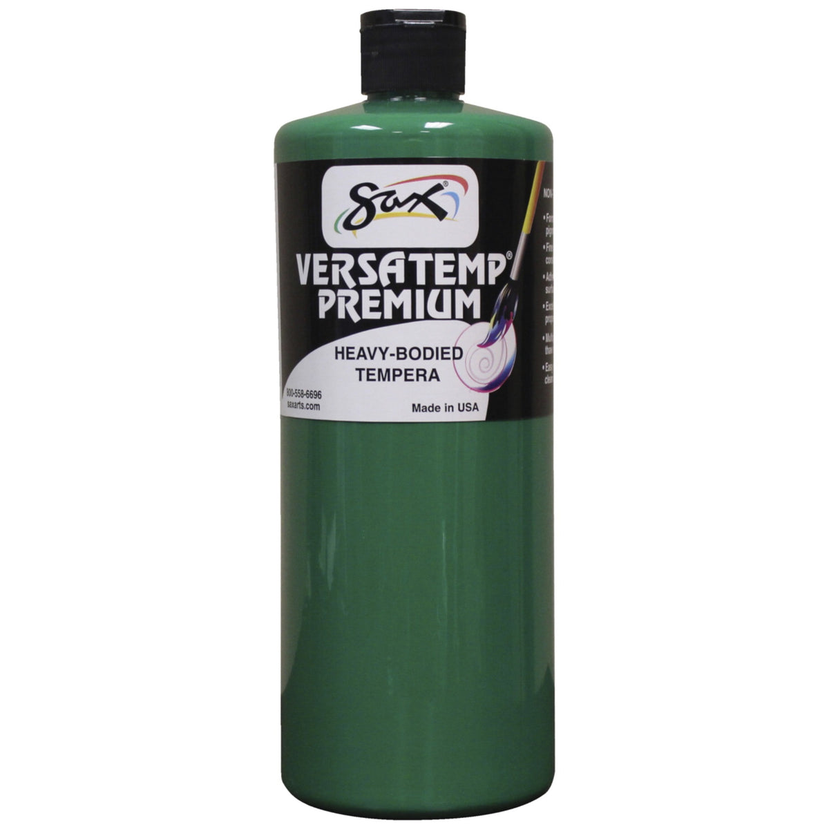 Sax Versatemp Premium Heavy-Bodied Tempera Paint, Green, Quart