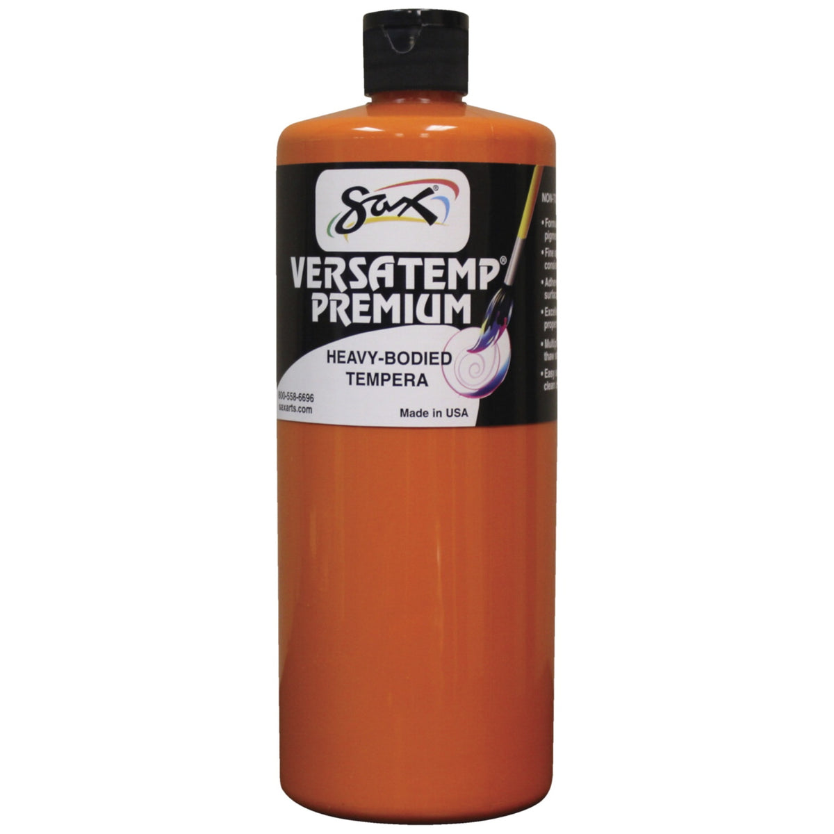 Sax Versatemp Premium Heavy-Bodied Tempera Paint, Orange, Quart