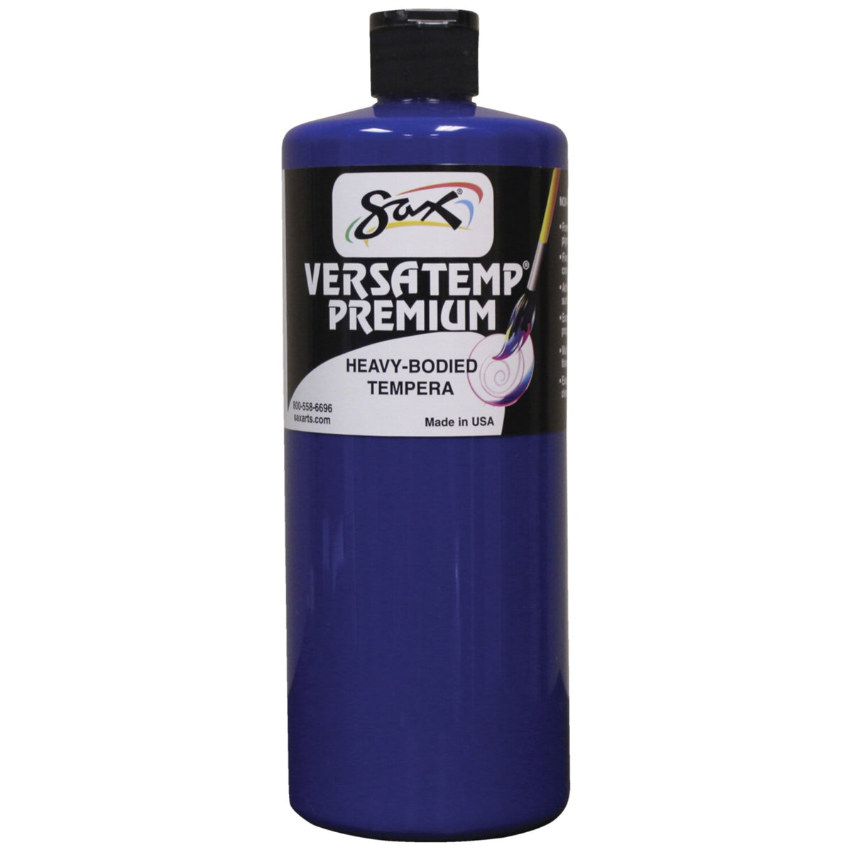 Sax Versatemp Premium Heavy-Bodied Tempera Paint, Primary Blue, Quart