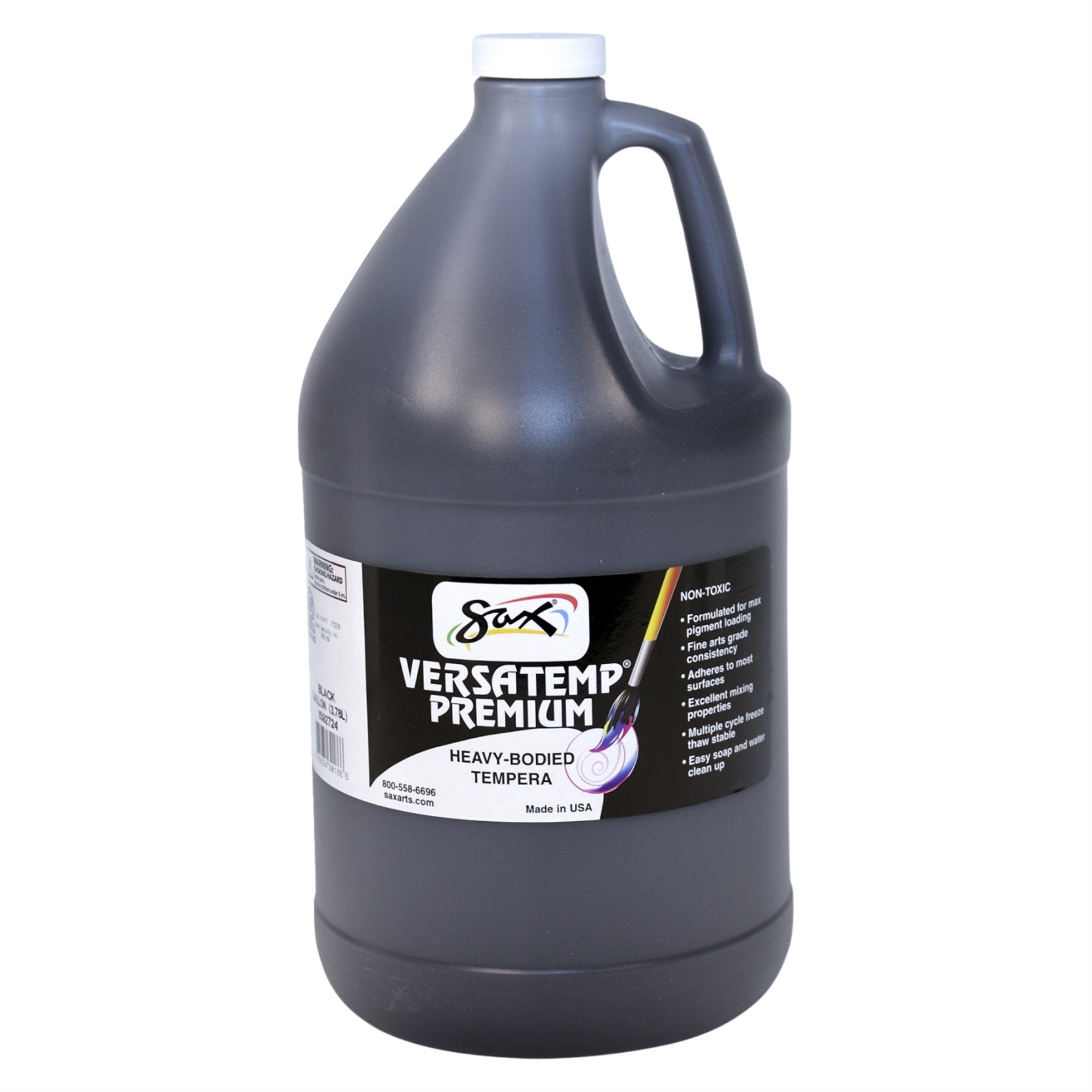 Sax Versatemp Premium Heavy-Bodied Tempera Paint, Black, Gallon