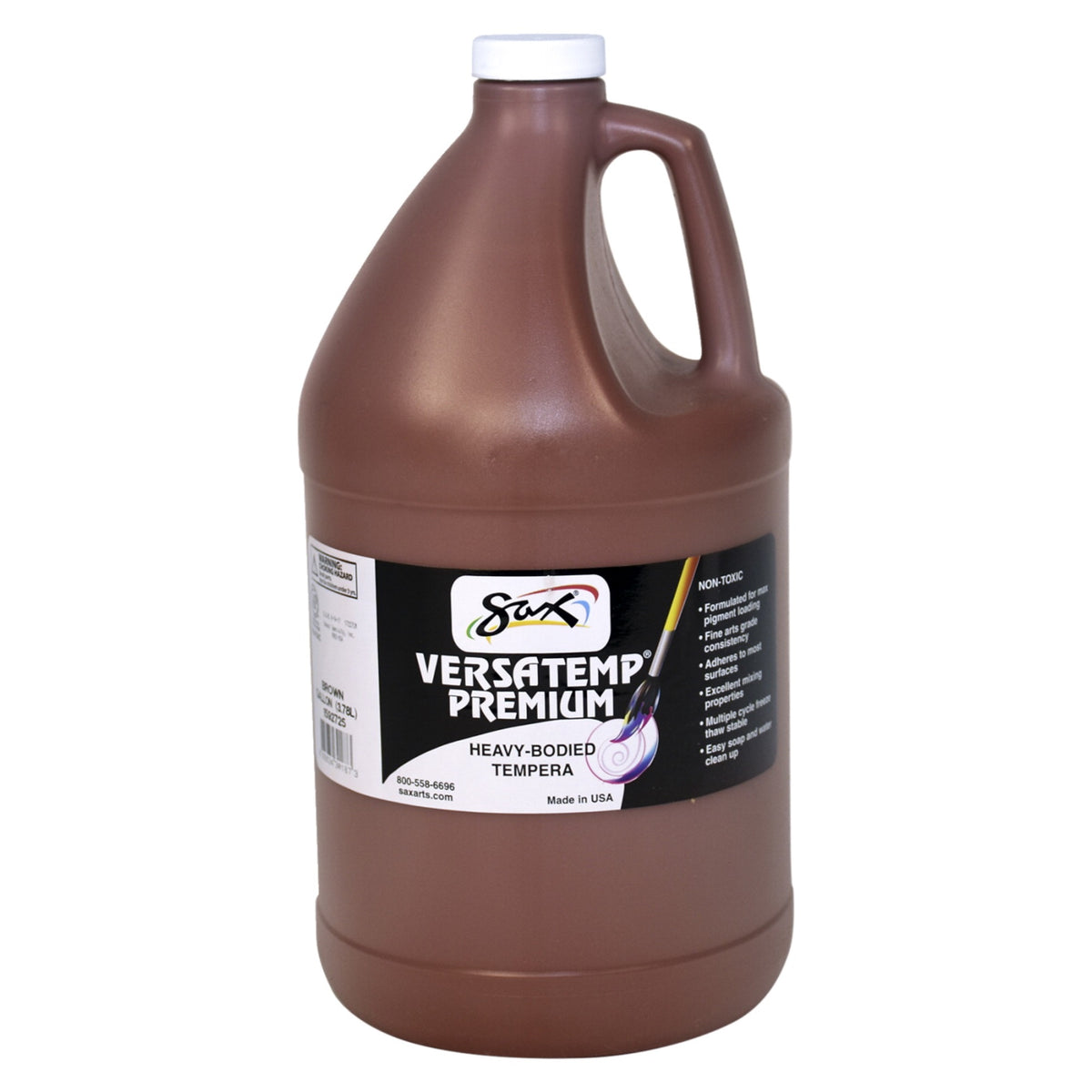 Sax Versatemp Premium Heavy-Bodied Tempera Paint, Brown, Gallon