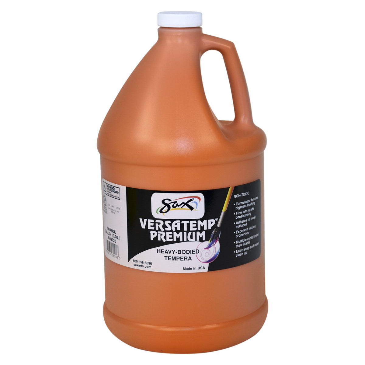 Sax Versatemp Premium Heavy-Bodied Tempera Paint, Orange, Gallon