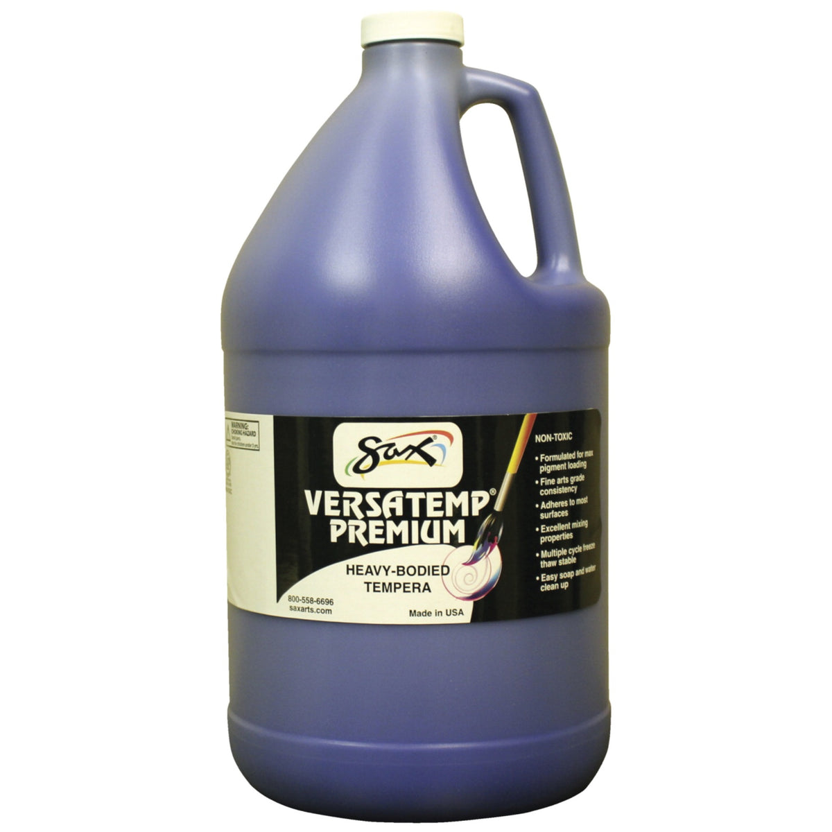Sax Versatemp Premium Heavy-Bodied Tempera Paint, Primary Blue, Gallon
