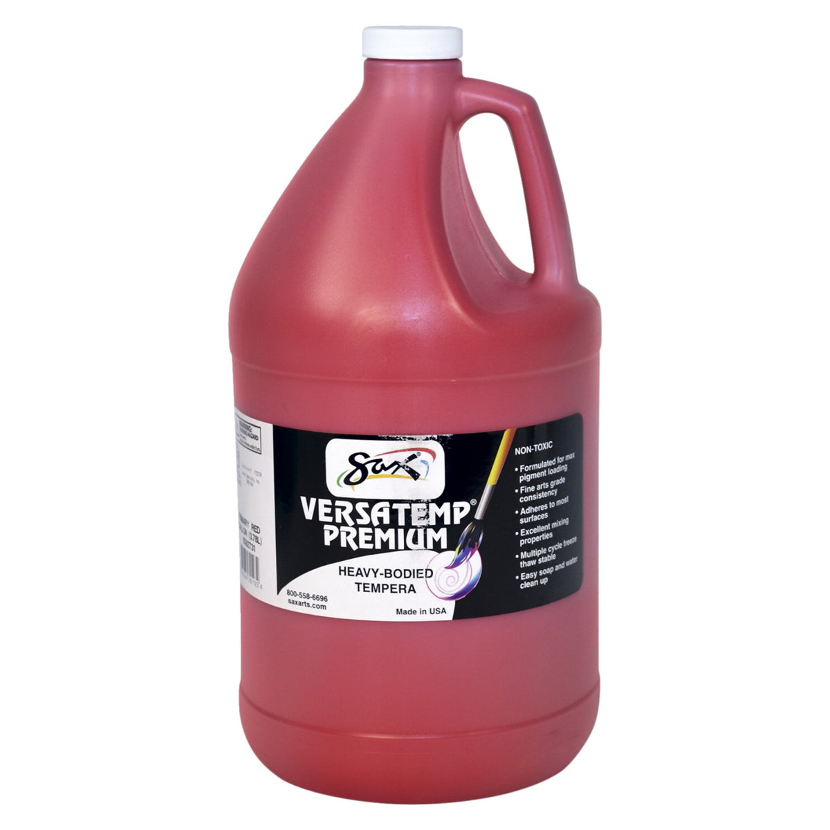 Sax Versatemp Premium Heavy-Bodied Tempera Paint, Primary Red, Gallon