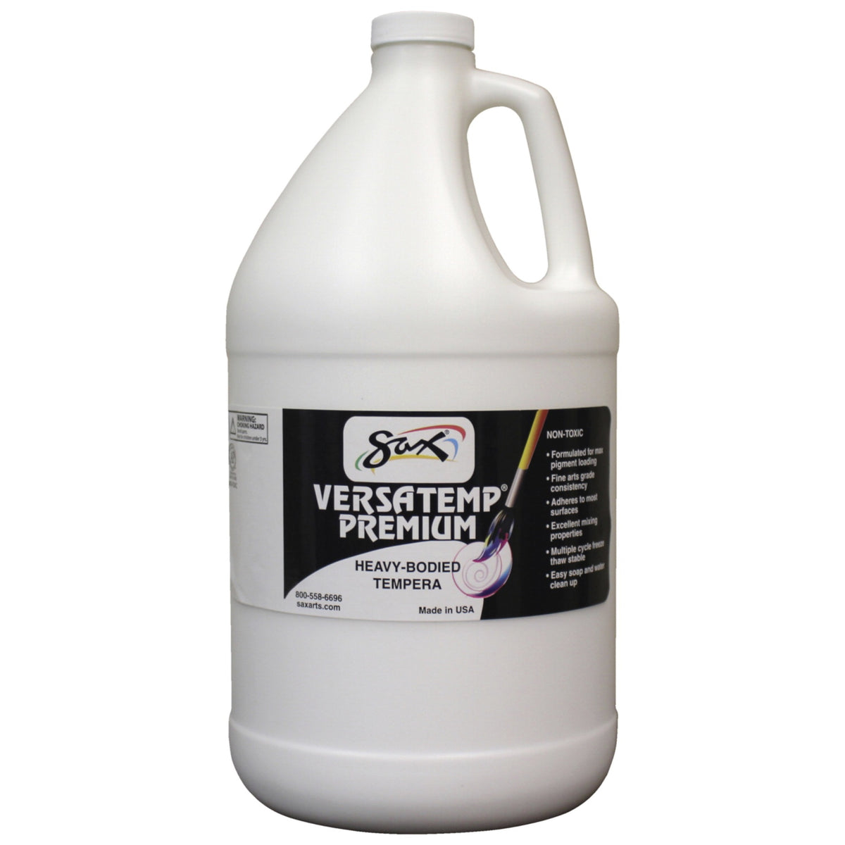 Sax Versatemp Premium Heavy-Bodied Tempera Paint, White, Gallon