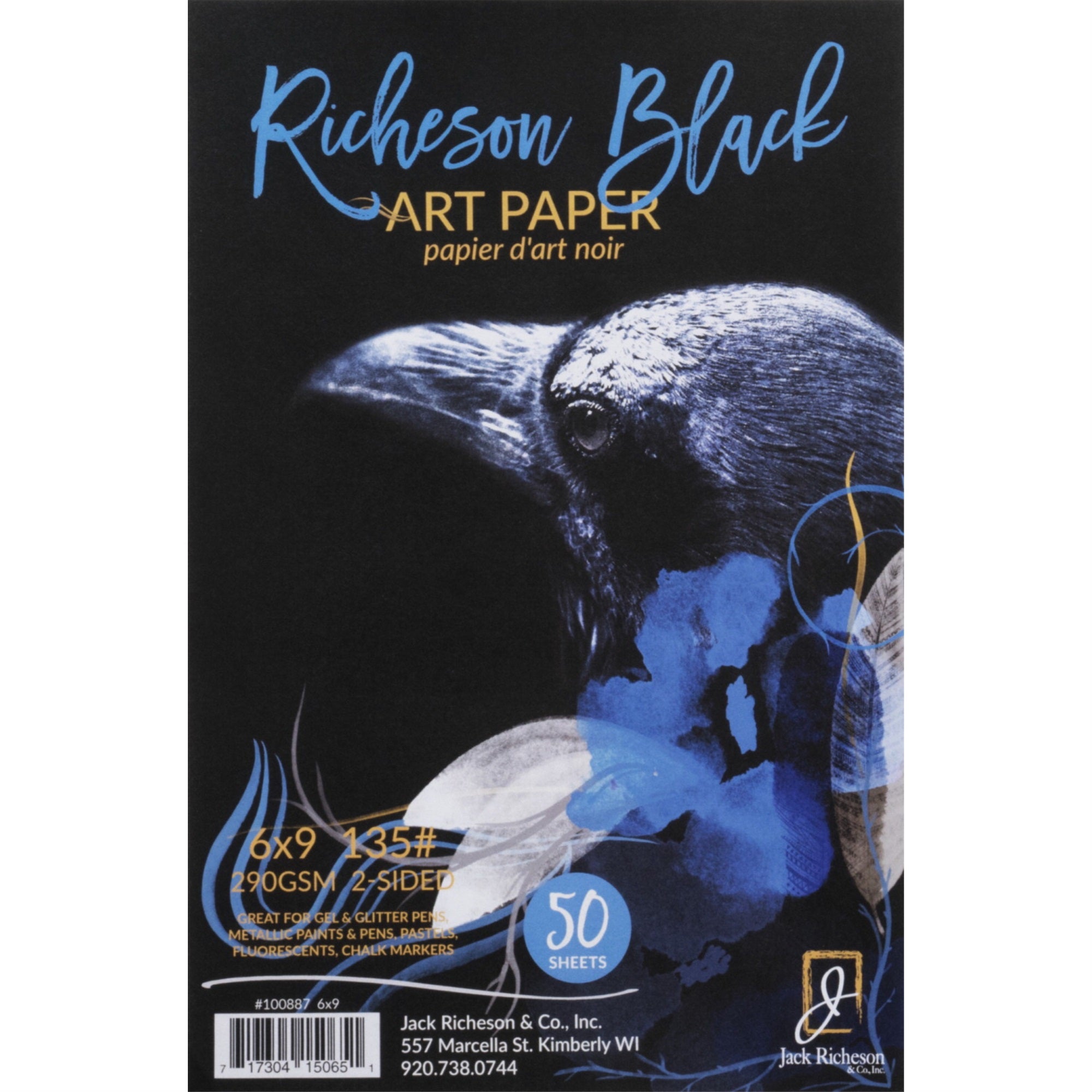 Jack Richeson Watercolor Paper, 6 X 9 Inches, 135 Lb, Black, 50 Sheets