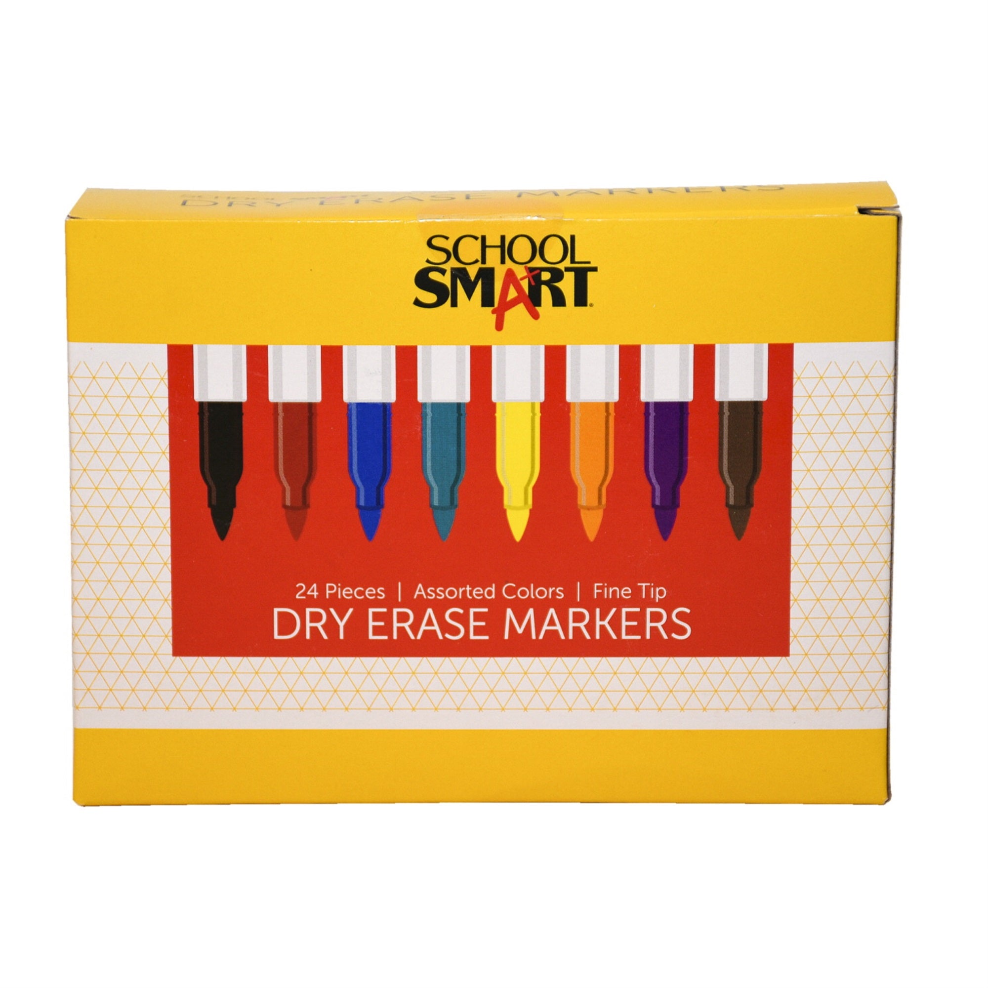 School Smart Dry Erase Pen Style Marker, Fine Tip, Assorted Colors, Set Of 24