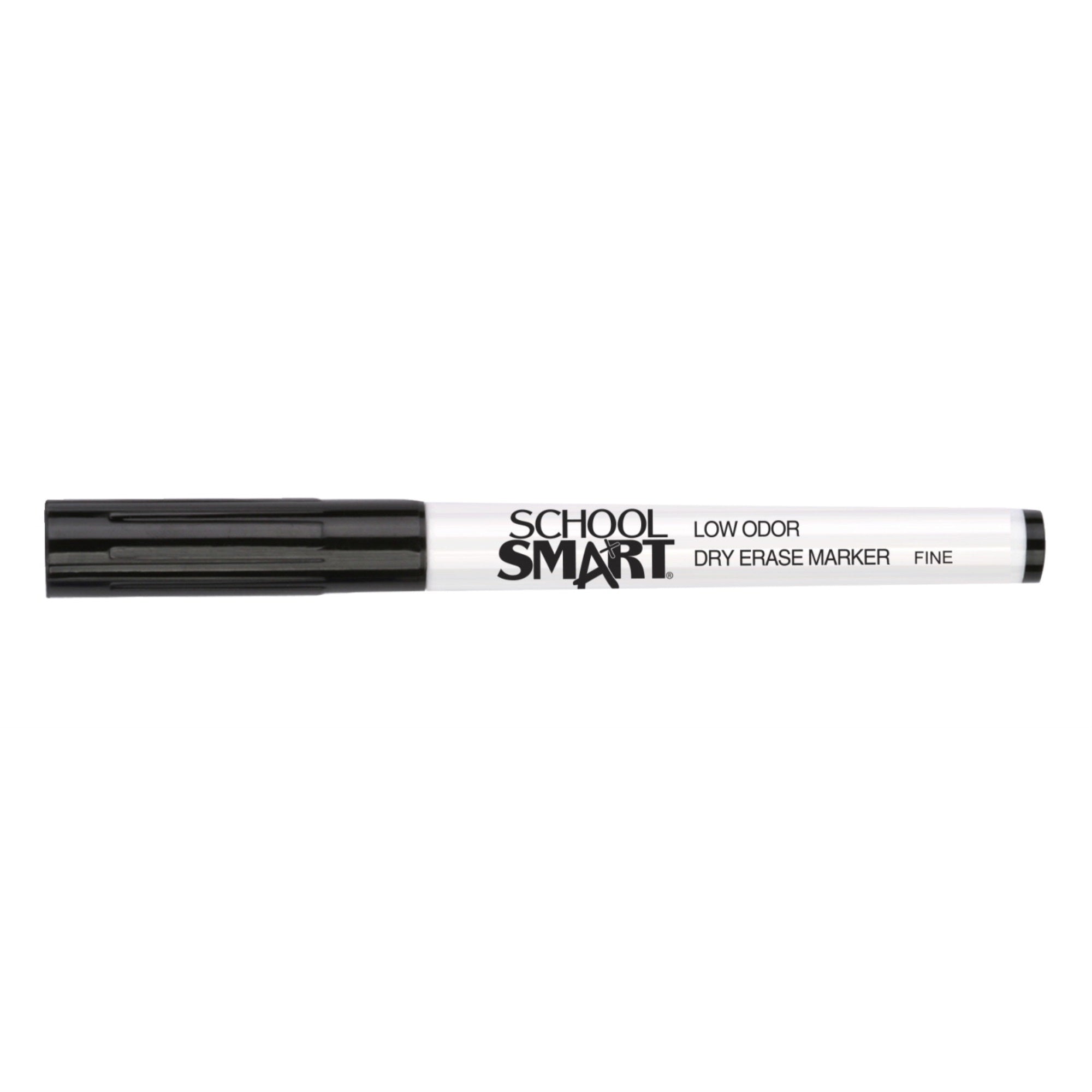 School Smart Pen Style Dry Erase Markers, Fine Tip, Black, Pack Of 12