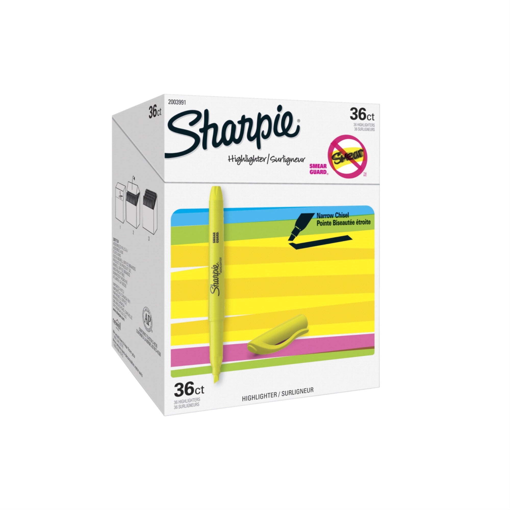 Sharpie Pocket Highlighter, Yellow, Pack Of 36