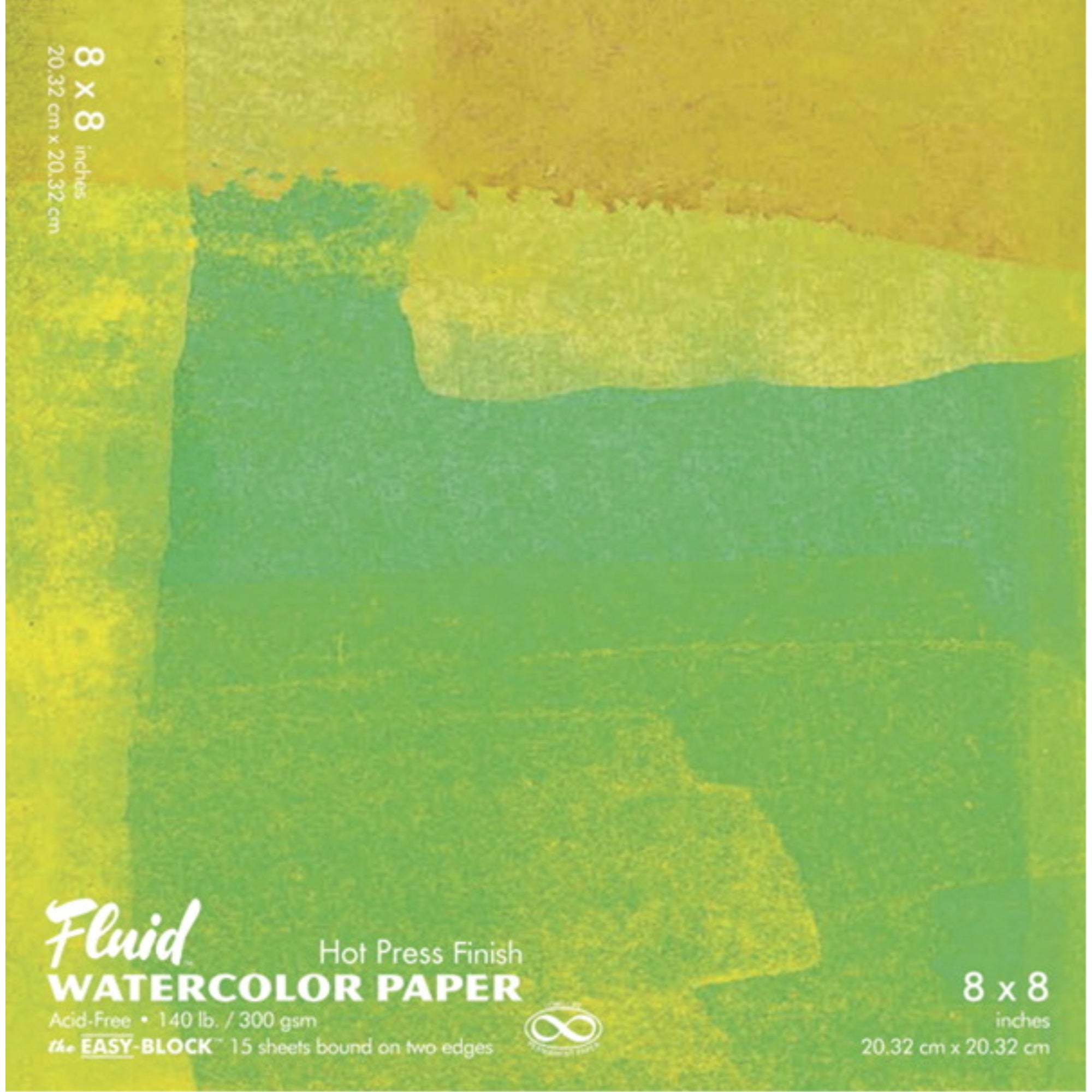 Fluid Hot Press Easy Block Watercolor Paper, 8 X 8 Inches, 15 Sheets