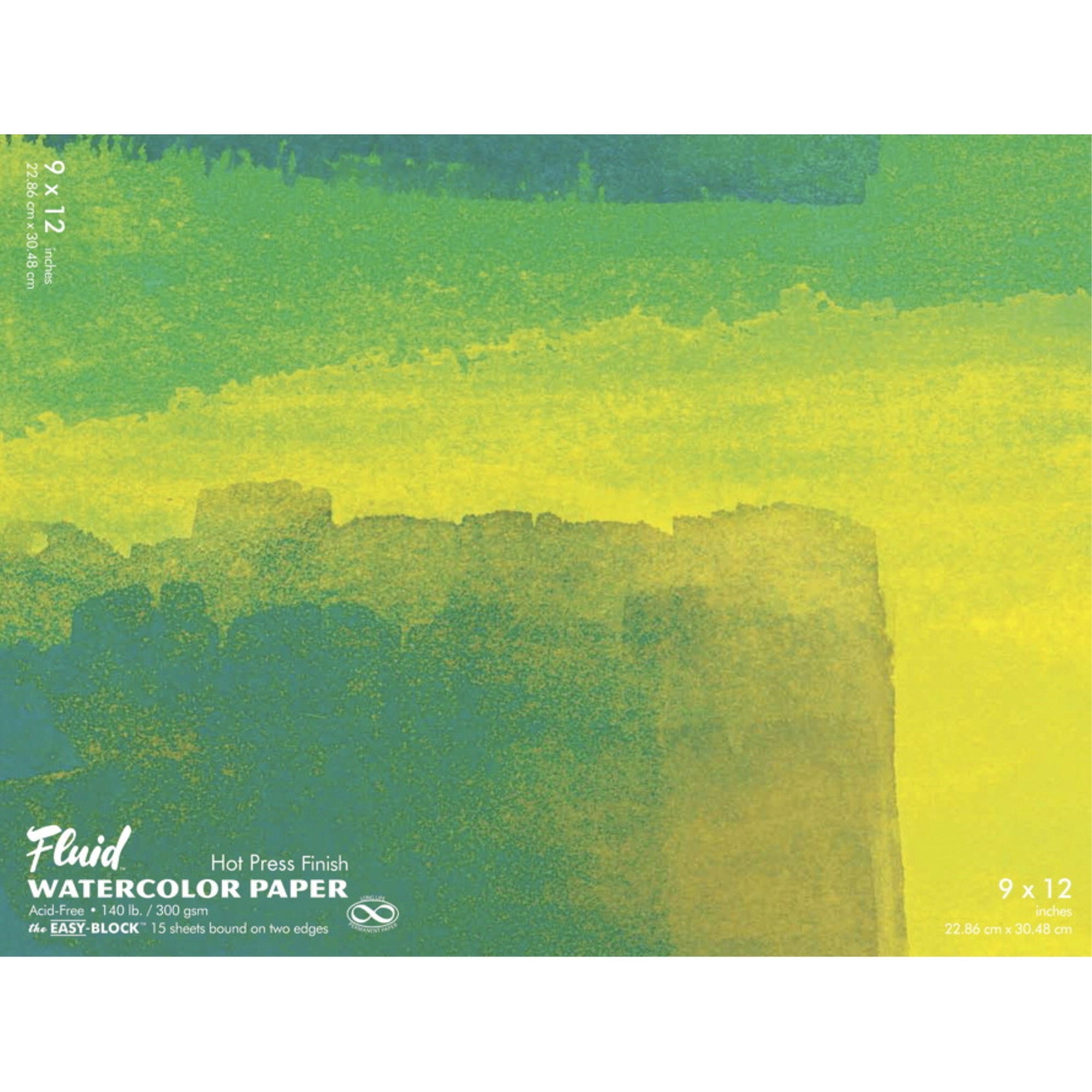 Fluid Hot Press Easy Block Watercolor Paper, 9 X 12 Inches, 15 Sheets