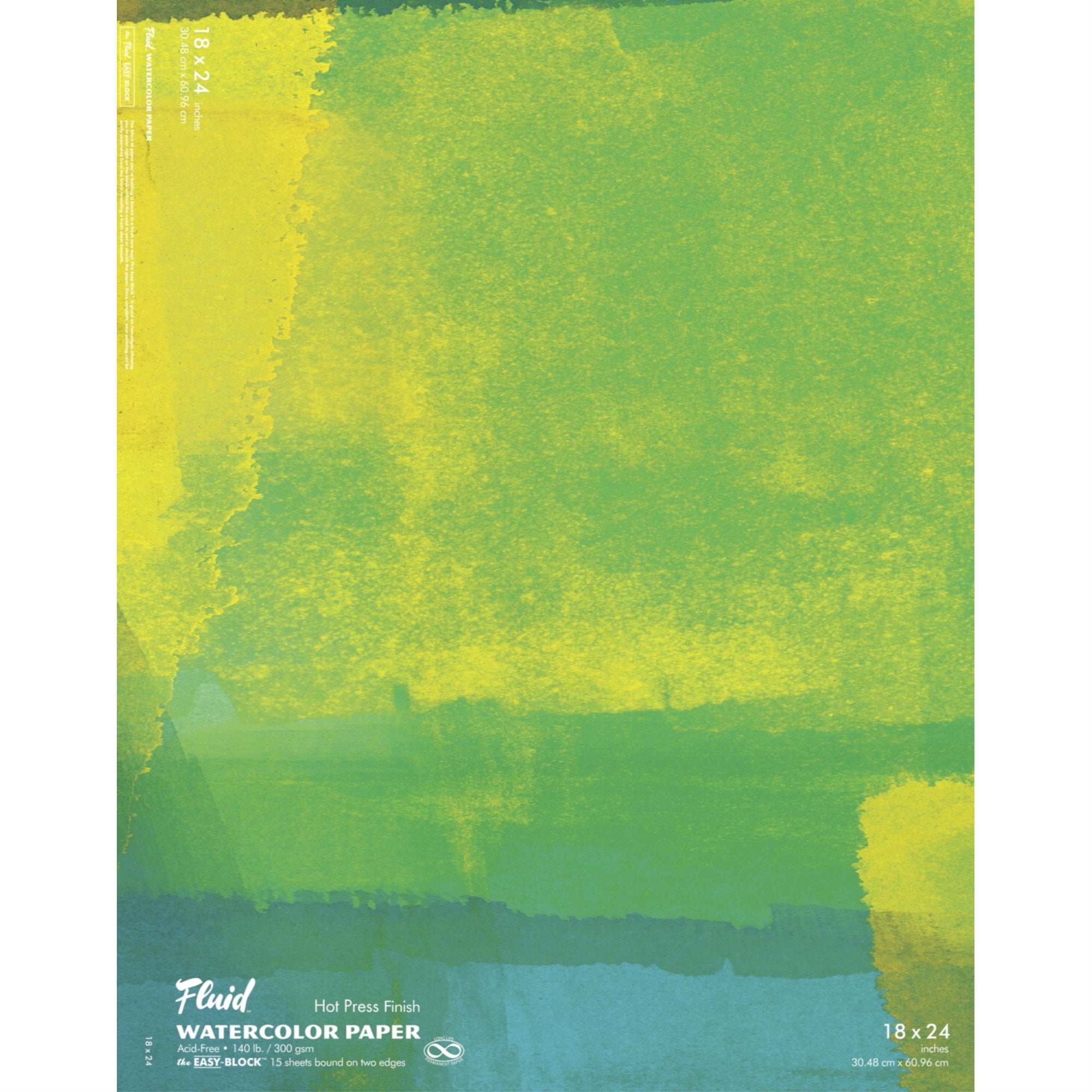 Fluid Hot Press Easy Block Watercolor Paper, 18 X 24 Inches, 15 Sheets