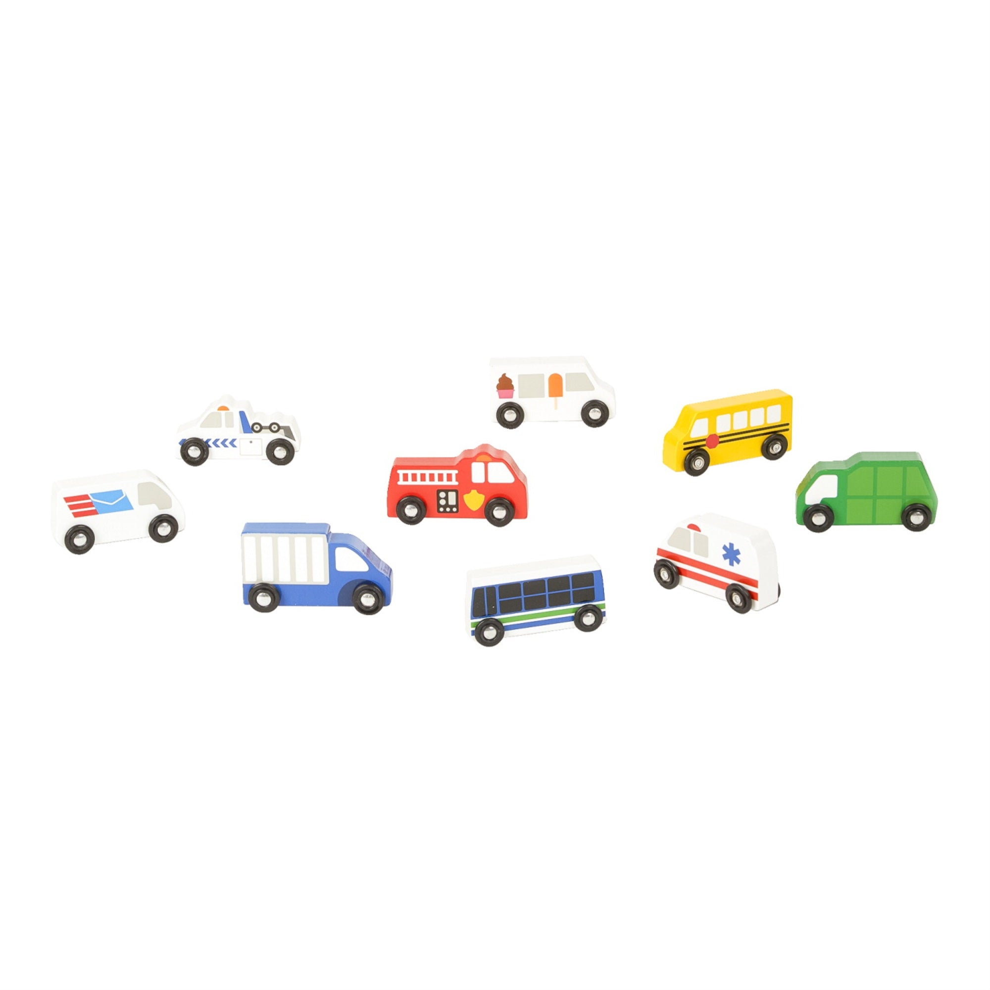 Melissa &Amp; Doug Wooden Town Vehicles, Set Of 9