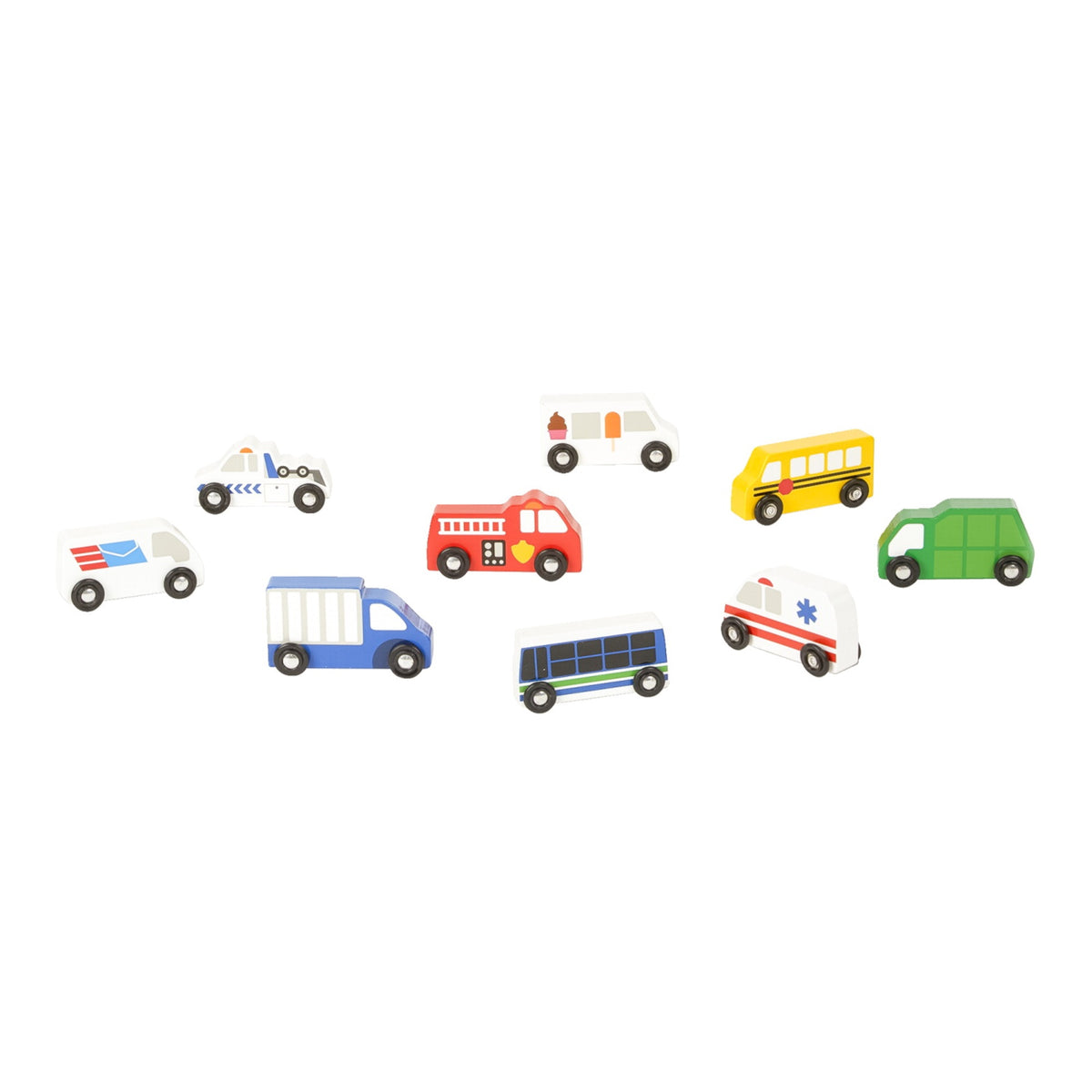 Melissa &Amp; Doug Wooden Town Vehicles, Set Of 9