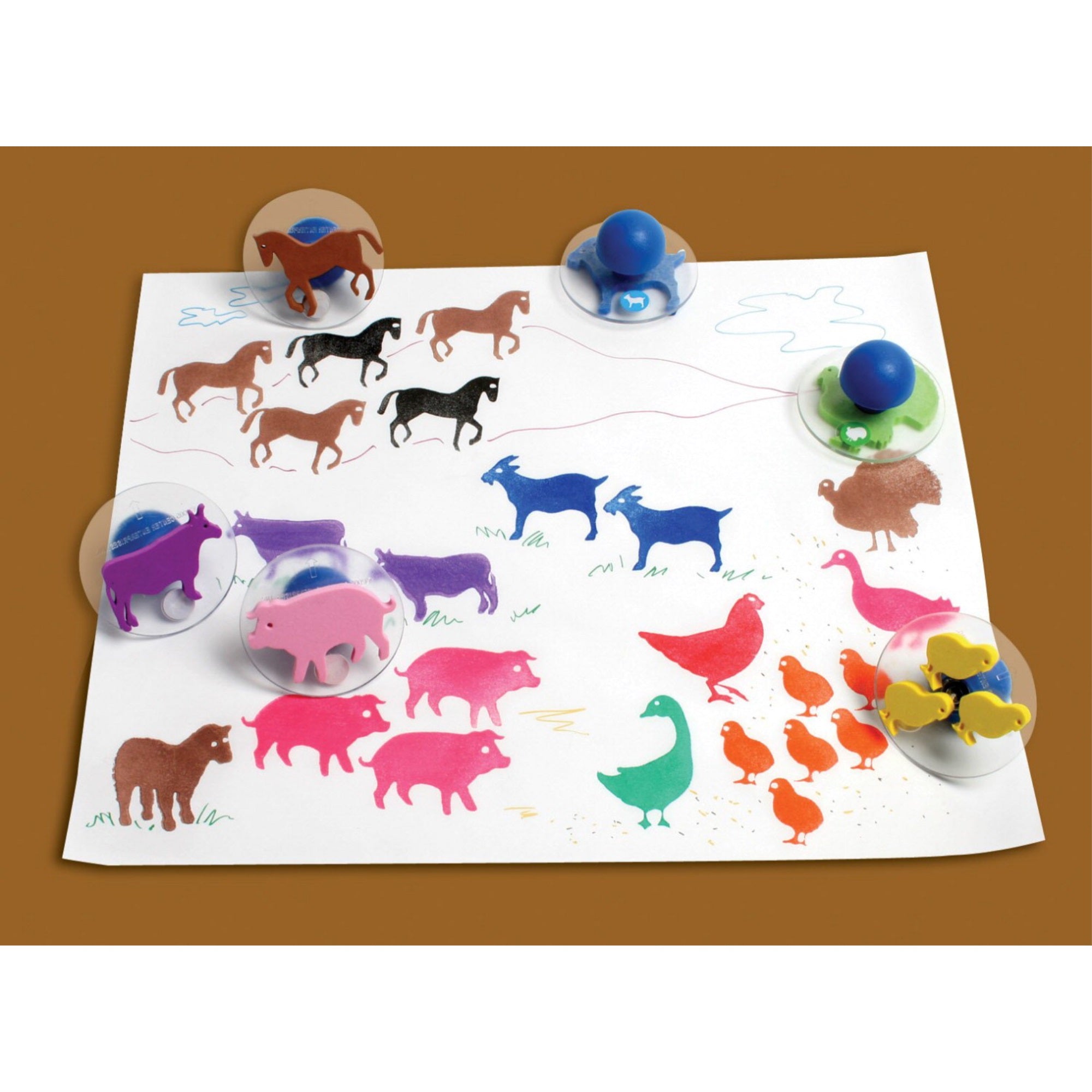 Ready2Learn Giant Farm Animals Stamps, 3 Inches, Set Of 10