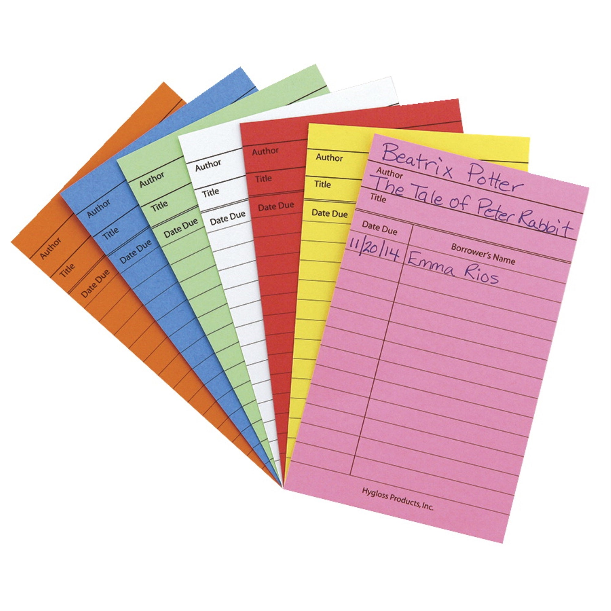 Hygloss Library Cards, Assorted Bright Colors, 3 X 5 Inch, Pack Of 500