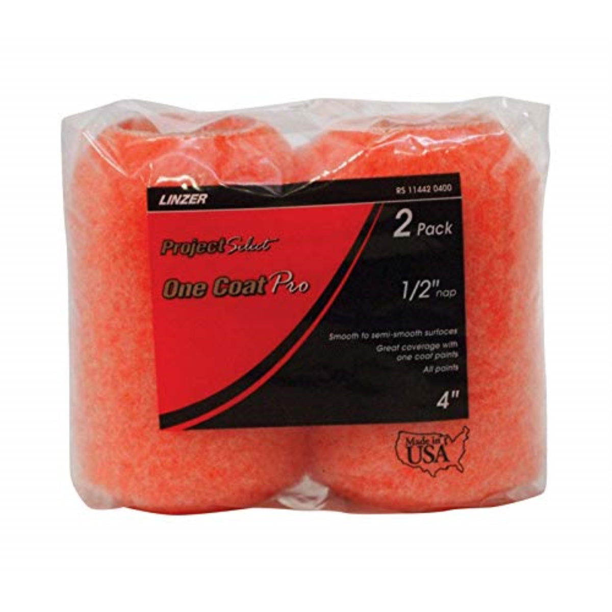 1595388 Roller Cover 4X1/2 2Pk Linzer Project Select One Coat Pro Polyester 4 In. W X 1/2 In. S Regular Paint Roller Cov