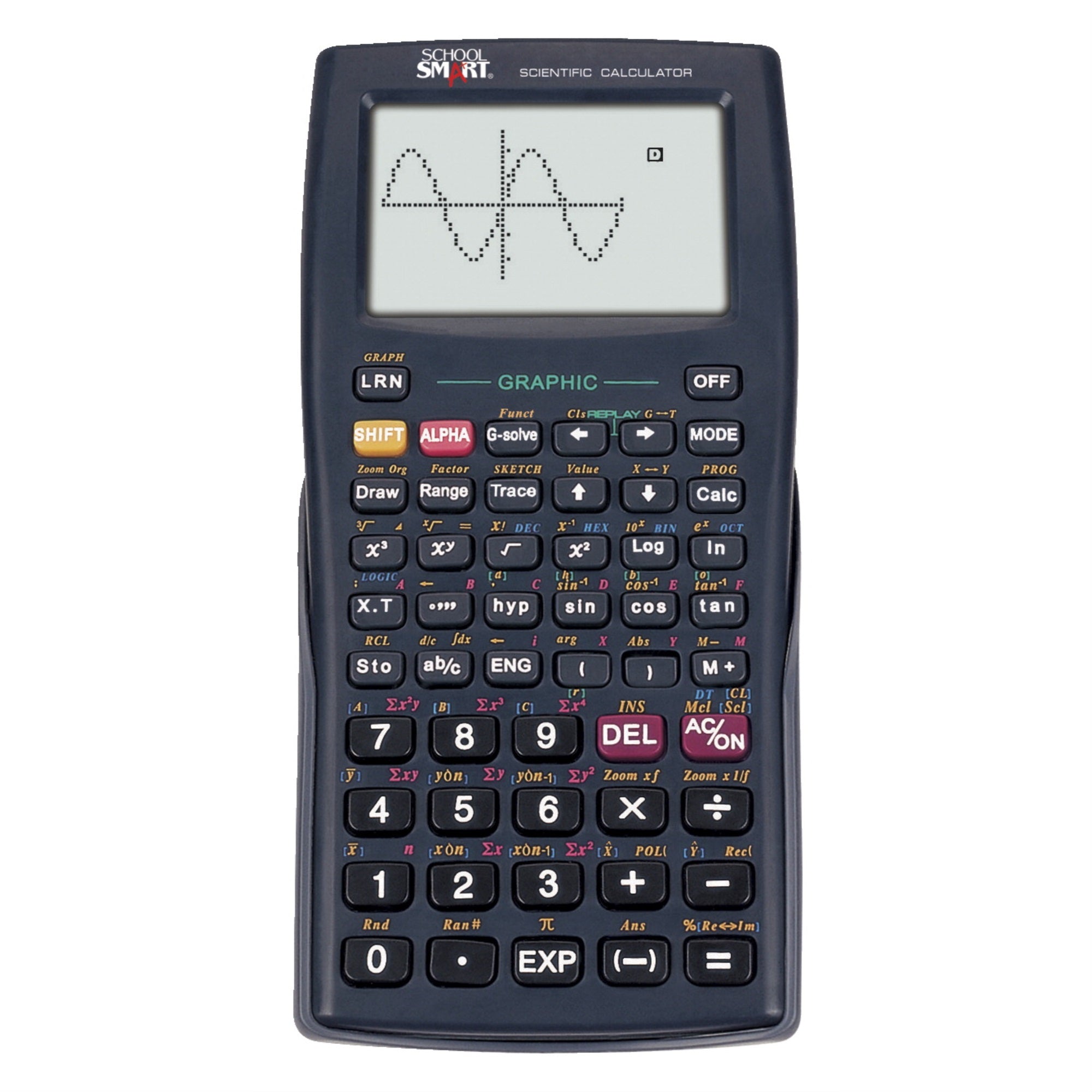 School Smart Graphing Calculator, 5-1/8 X 3 X 1/4  Inches, 10 + 2 Dot Matrix