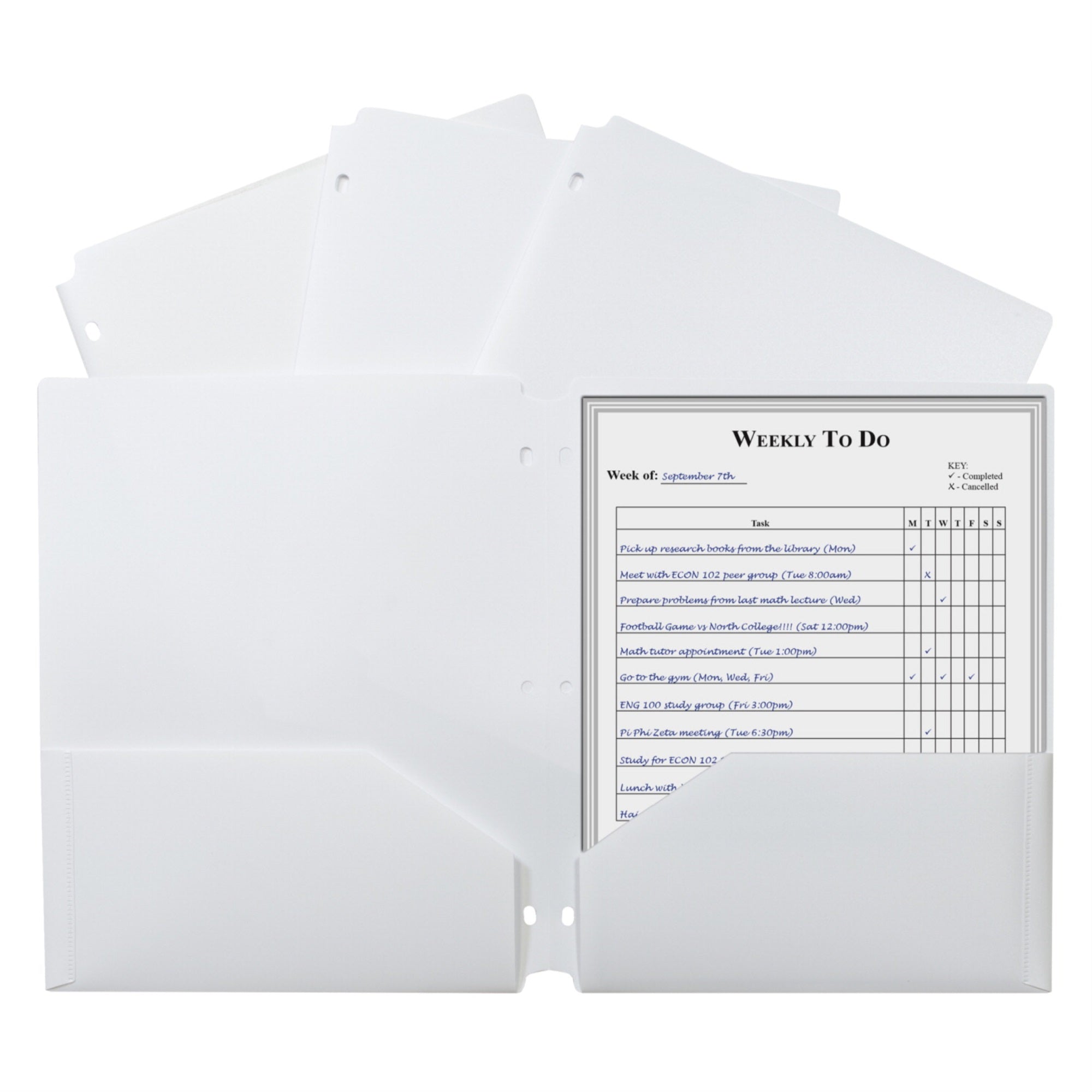 C-Line 3-Hole Punch Poly Folders, Letter, 2-Pocket, White, Pack Of 25