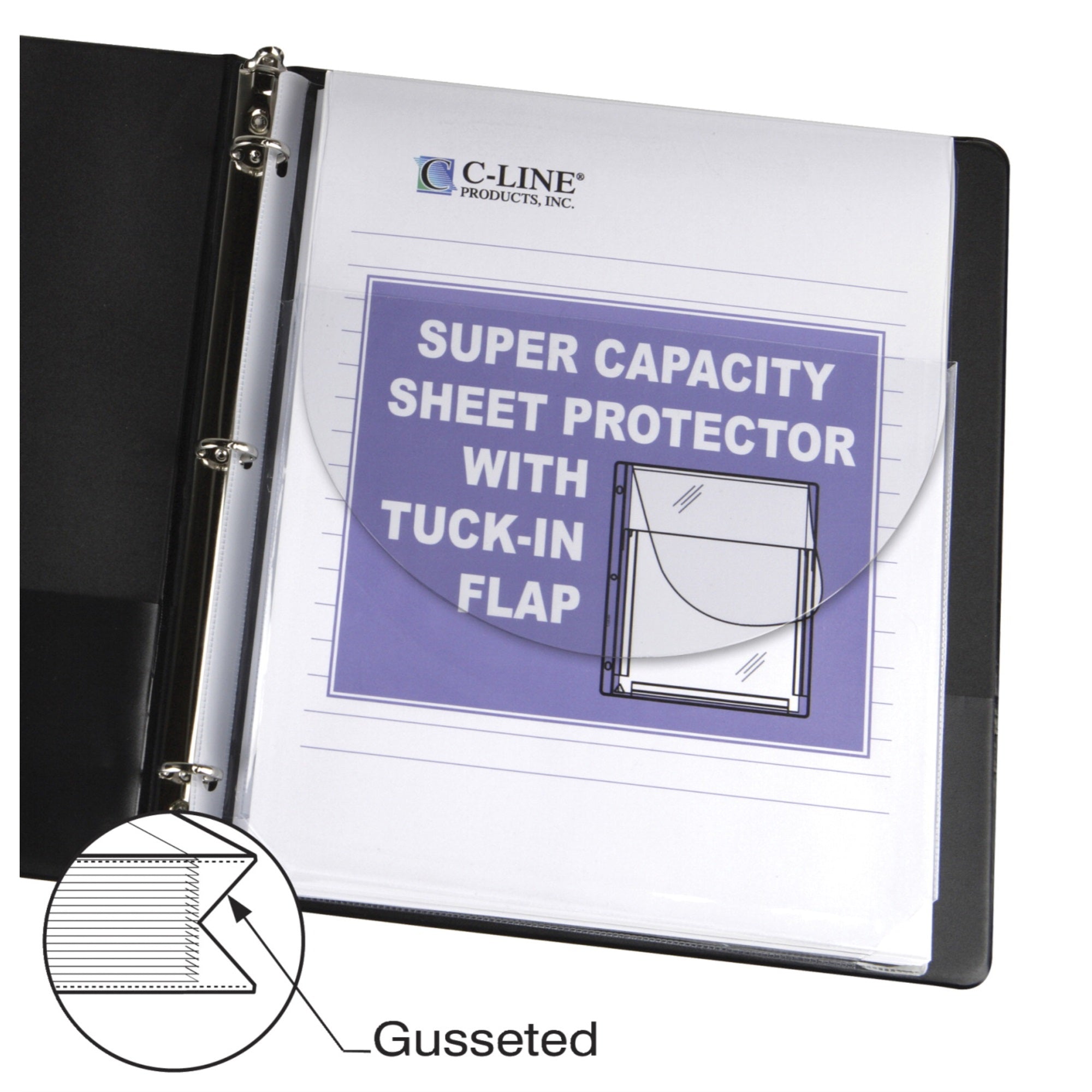 C-Line Heavy Duty Poly Sheet Protectors With Tuck-In Flap, 8-1/2 X 11 Inches, Clear, Pack Of 10