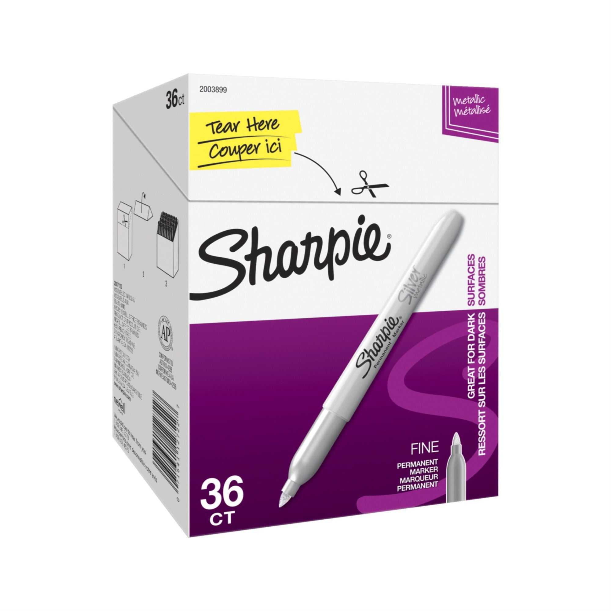 Sharpie Fine Metallic Permanent Marker Value Pack, Silver Pack Of 36