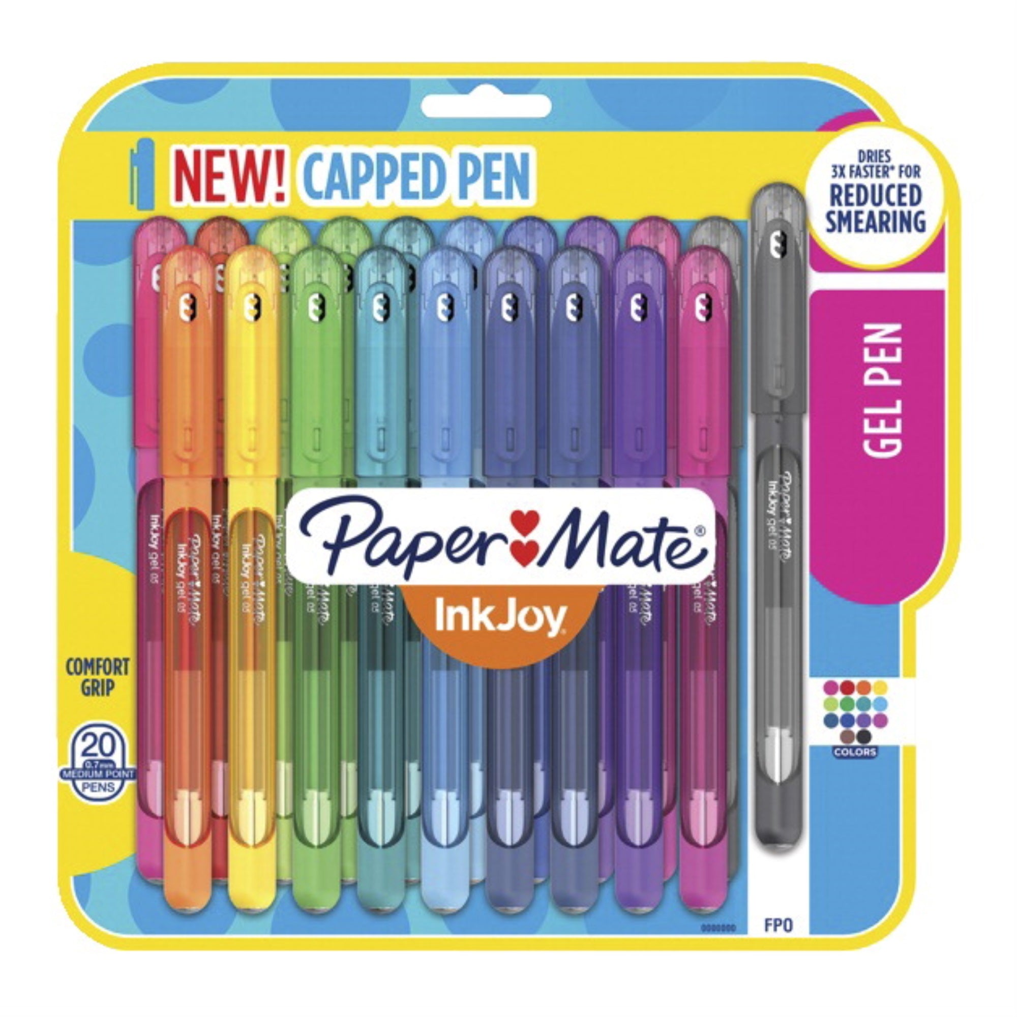 Paper Mate Inkjoy Gel Stick Pen, 0.7 Mm, Assorted Colors, Pack Of 20