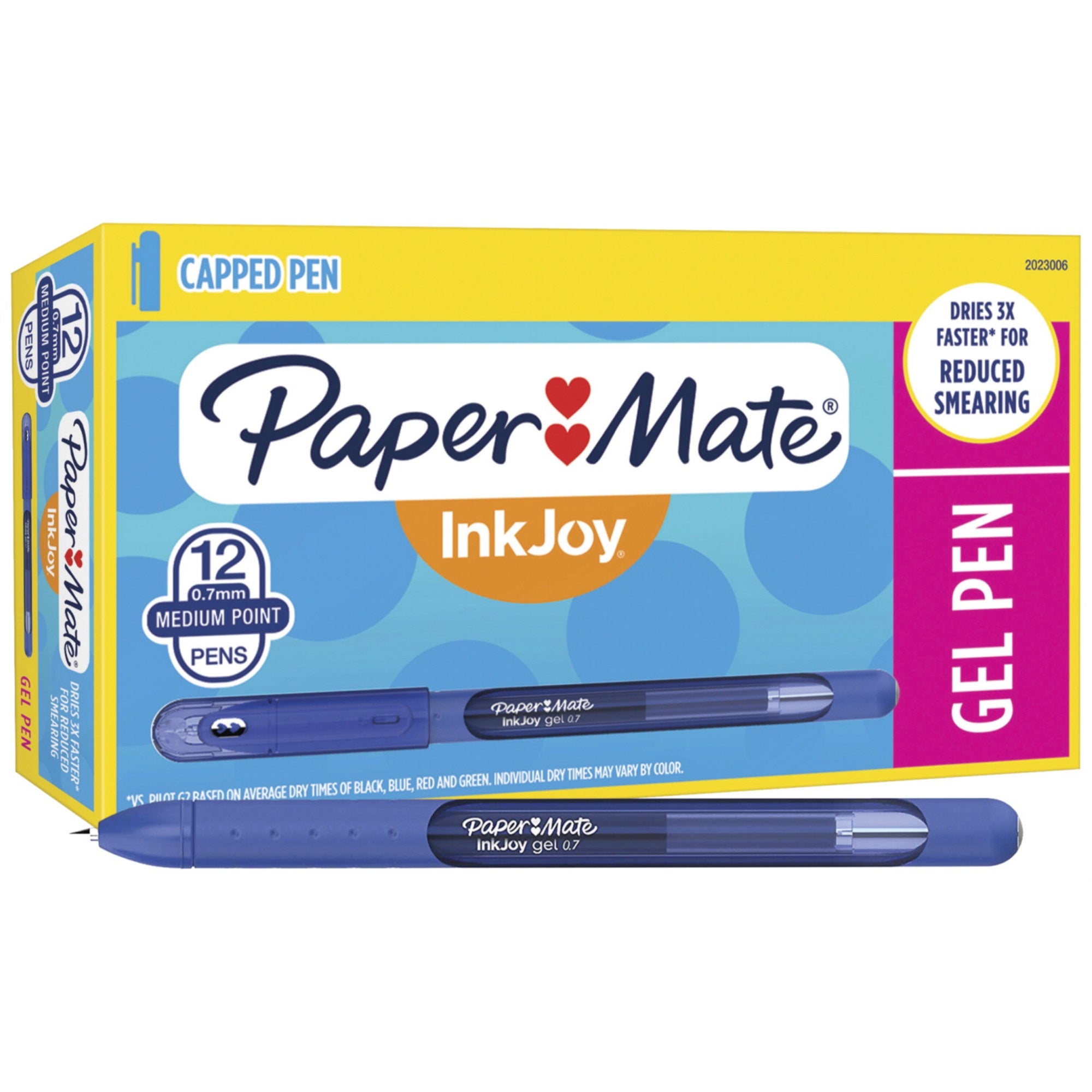 Paper Mate Inkjoy Gel Stick Pen, 0.7 Mm, Blue Ink, Pack Of 12